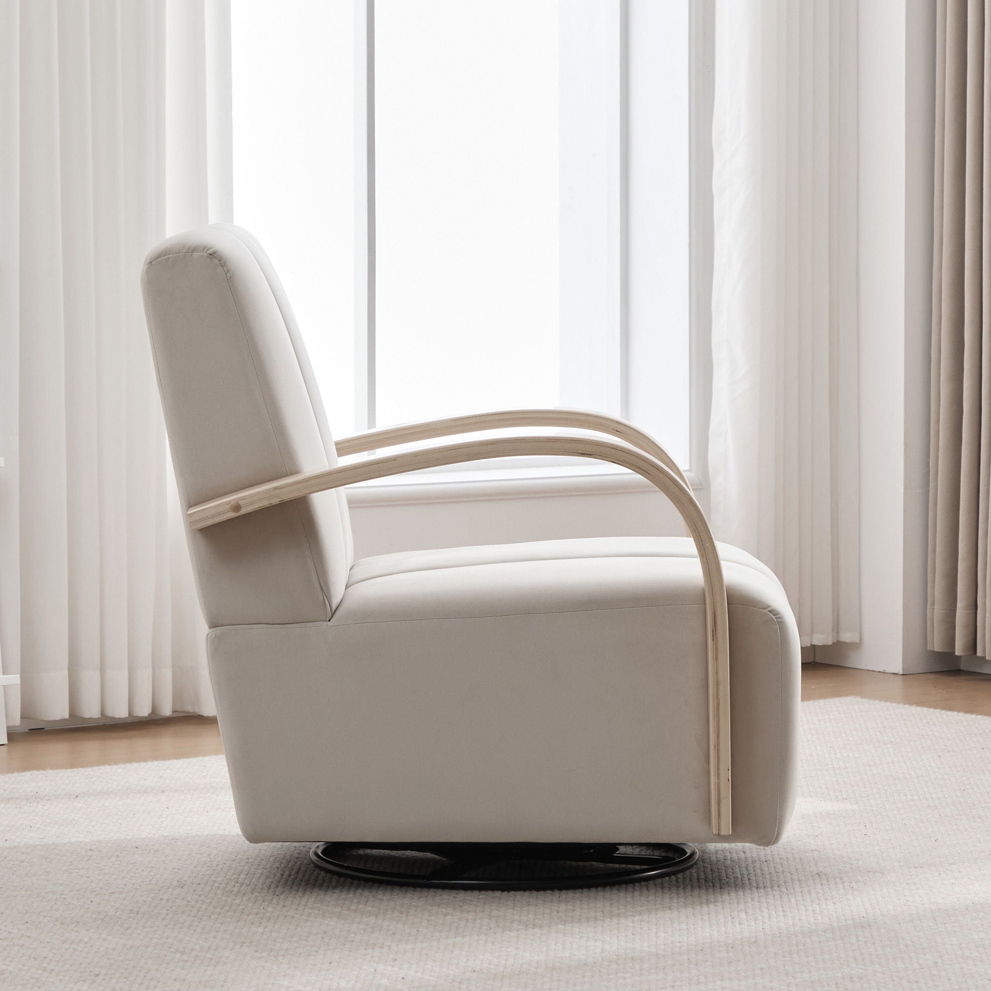 360° Swivel Accent Chair With Armrests, Comfy Lounge Chair - Beige