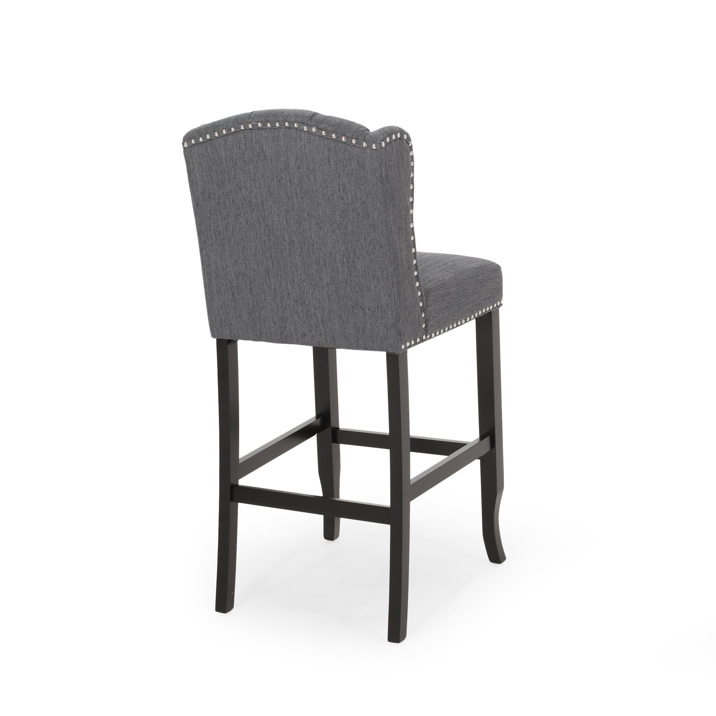 Fabric Tufted Counter Stool with Nailhead Accents - Set of 2
