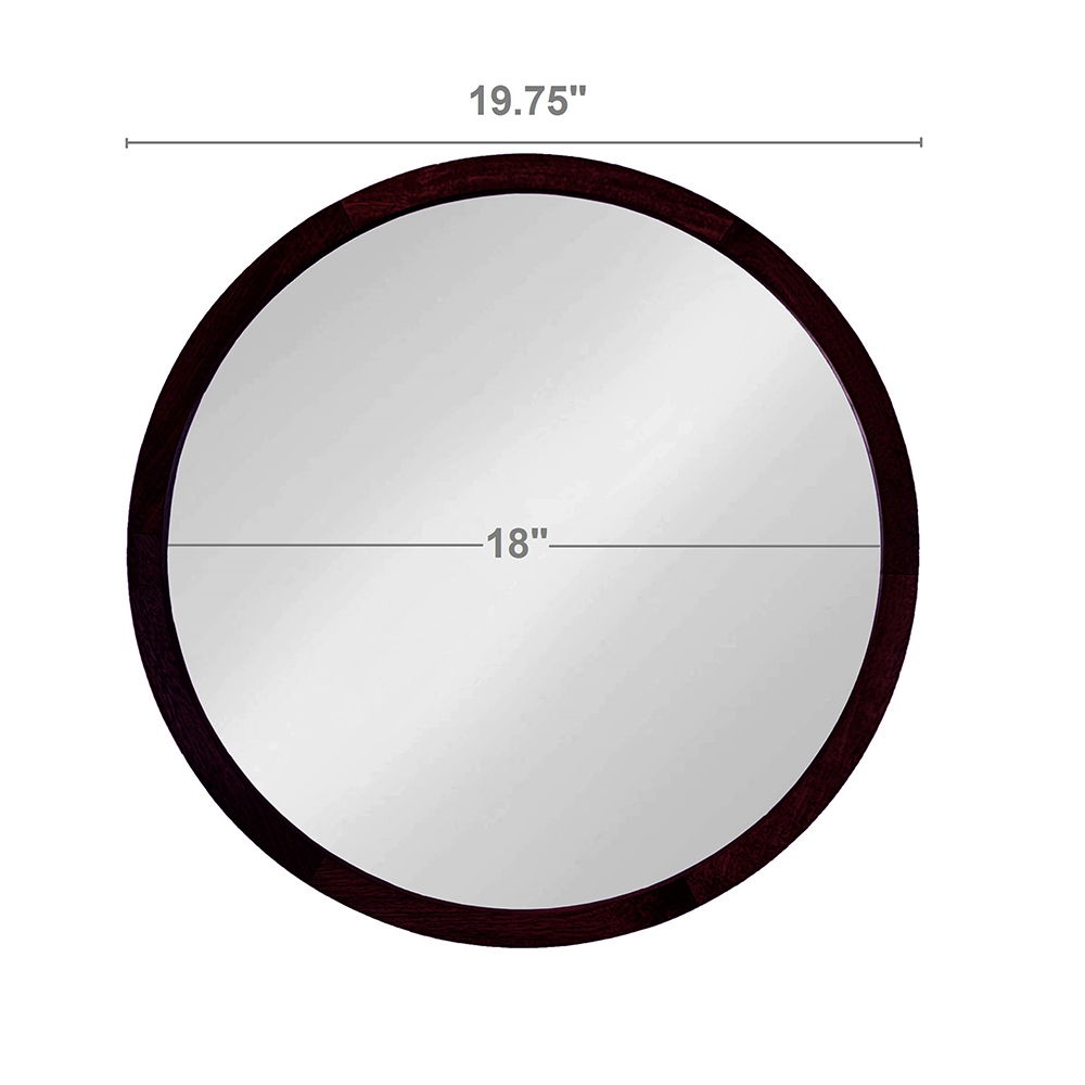 Circle Wall Mirror With Wooden Frame for Living Room