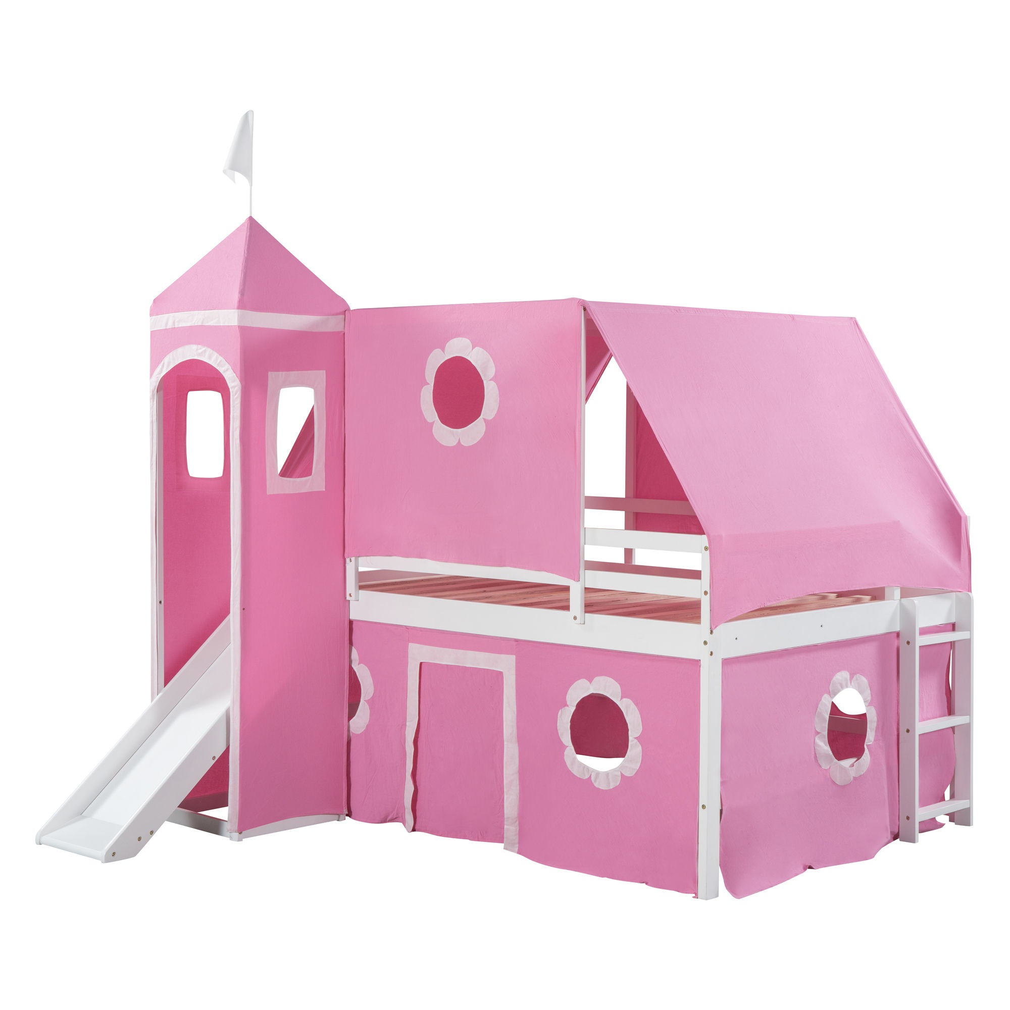 Loft Bed With Slide Tent And Tower Fun Playhouse Design
