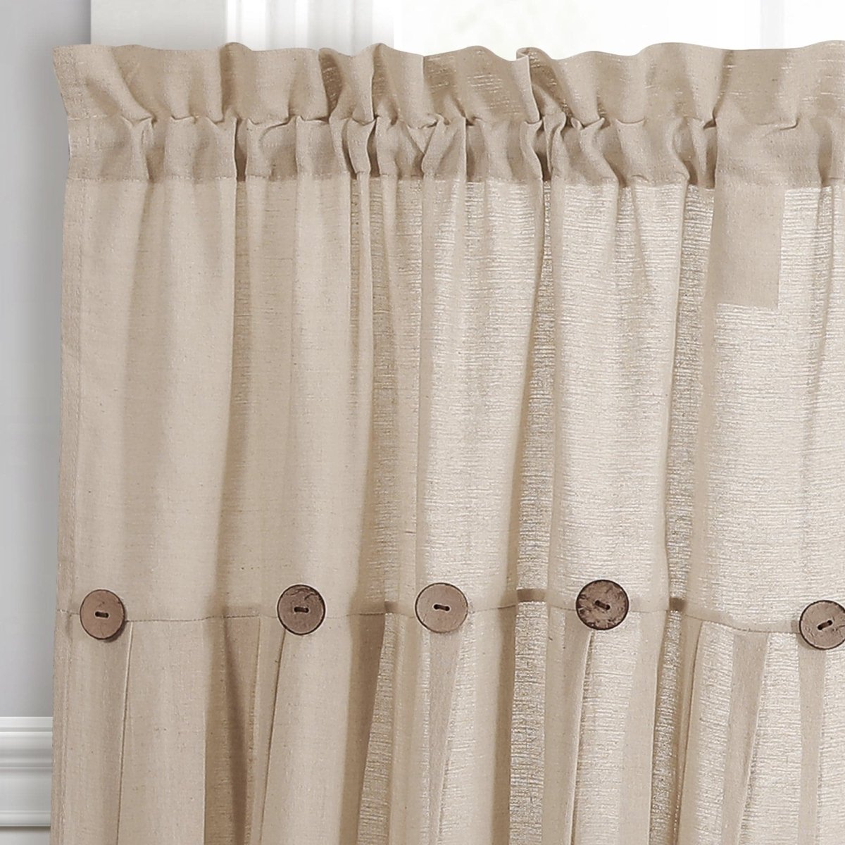 Linen Button Kitchen Window Tiers Set