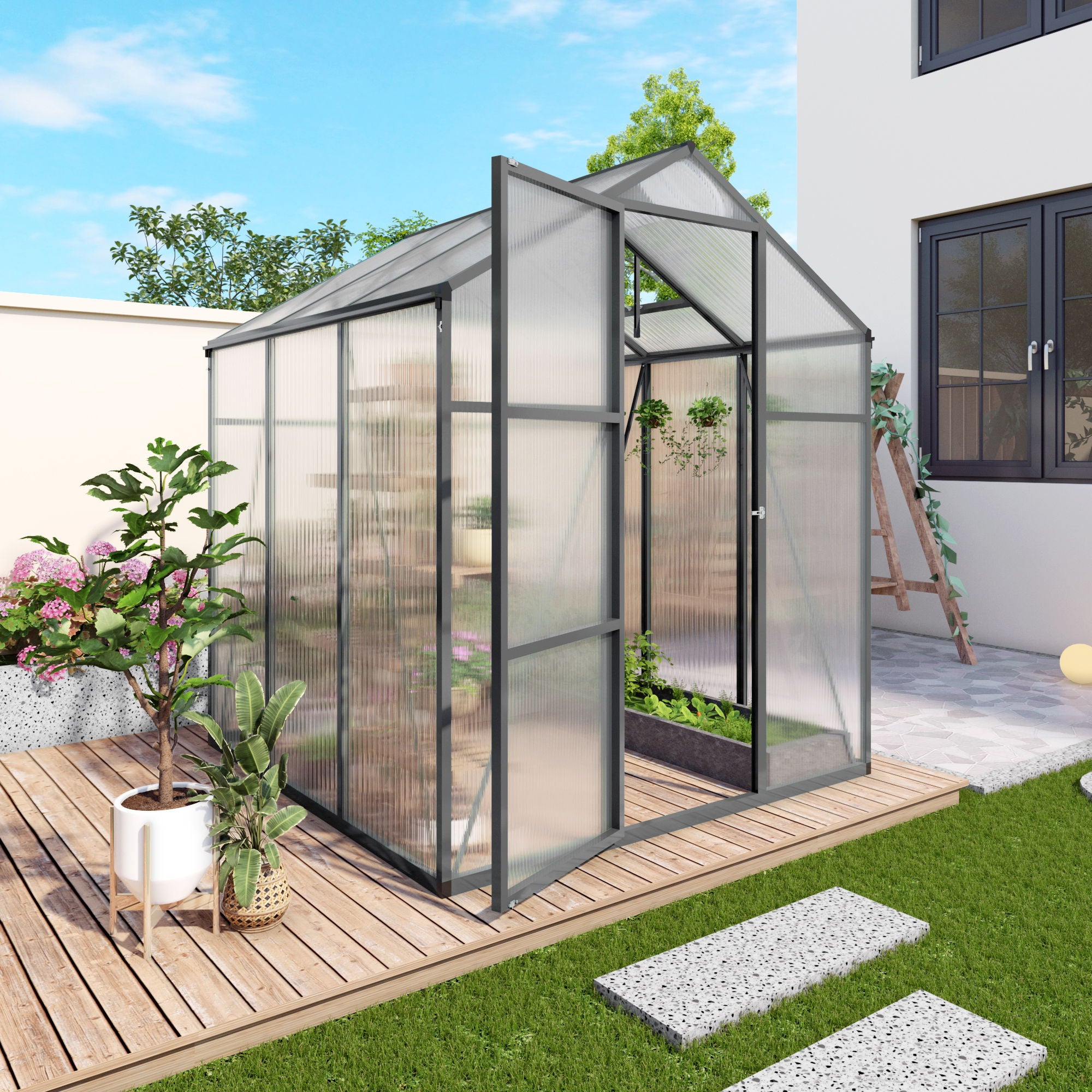 Gain Height Windproof Greenhouse With Raised Base