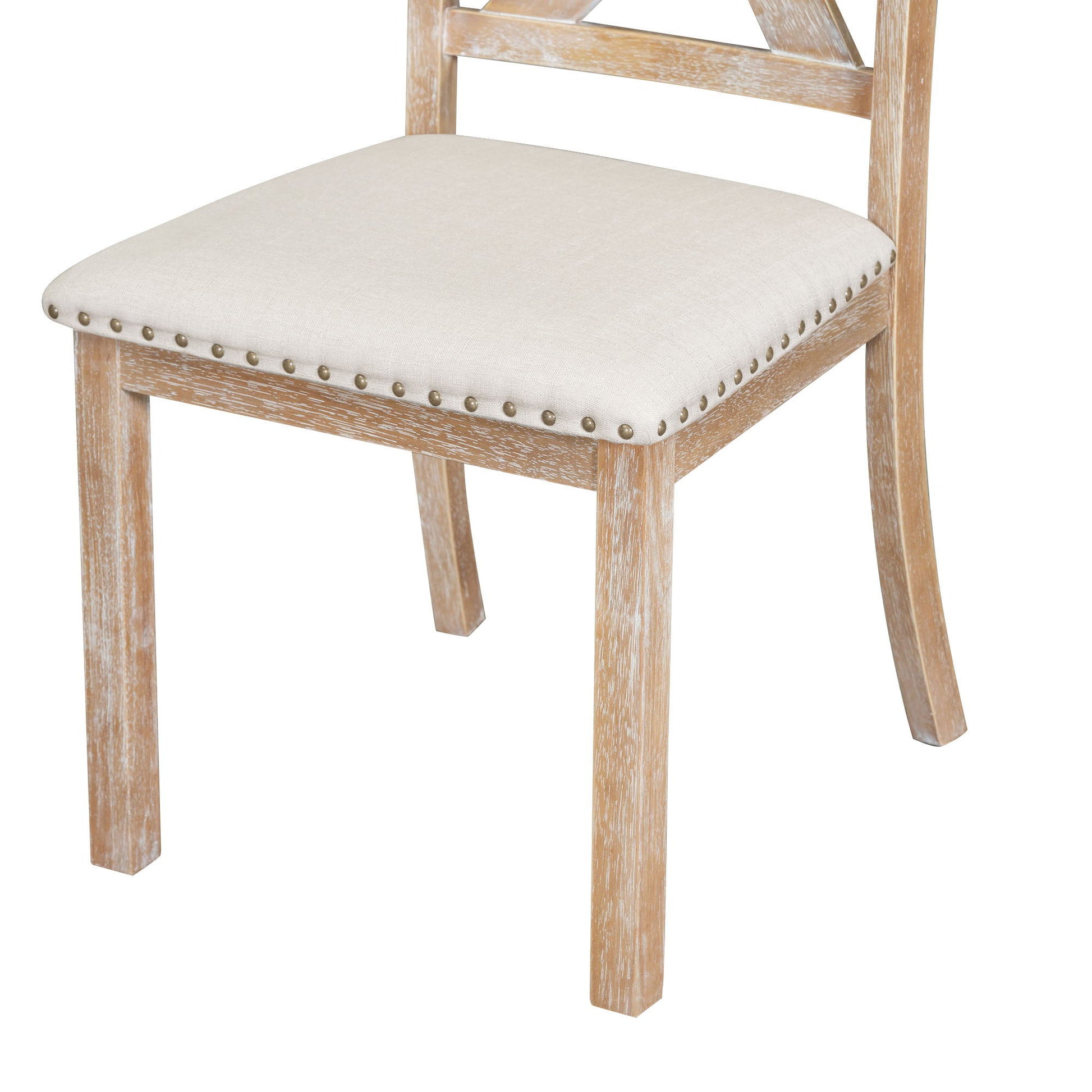 Topmax - 6 Piece Farmhouse Extendable Dining Table With Footrest, 4 Upholstered Dining Chairs And Dining Bench, Two 11" Removable Leaf - Best Buy Furniture