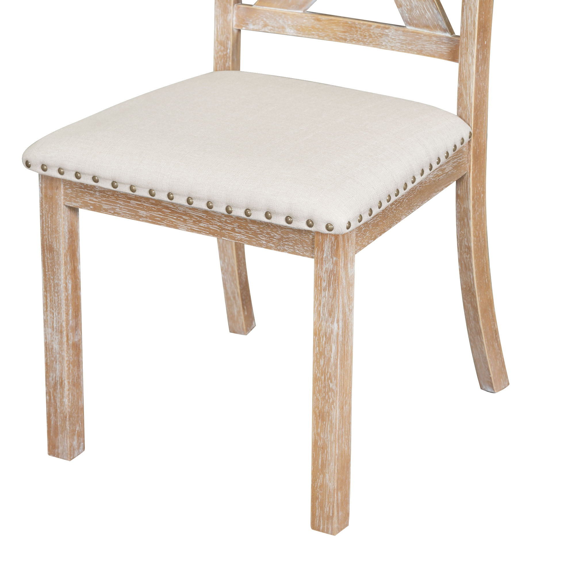 Topmax - 6 Piece Farmhouse Extendable Dining Table With Footrest, 4 Upholstered Dining Chairs And Dining Bench, Two 11" Removable Leaf - Best Buy Furniture