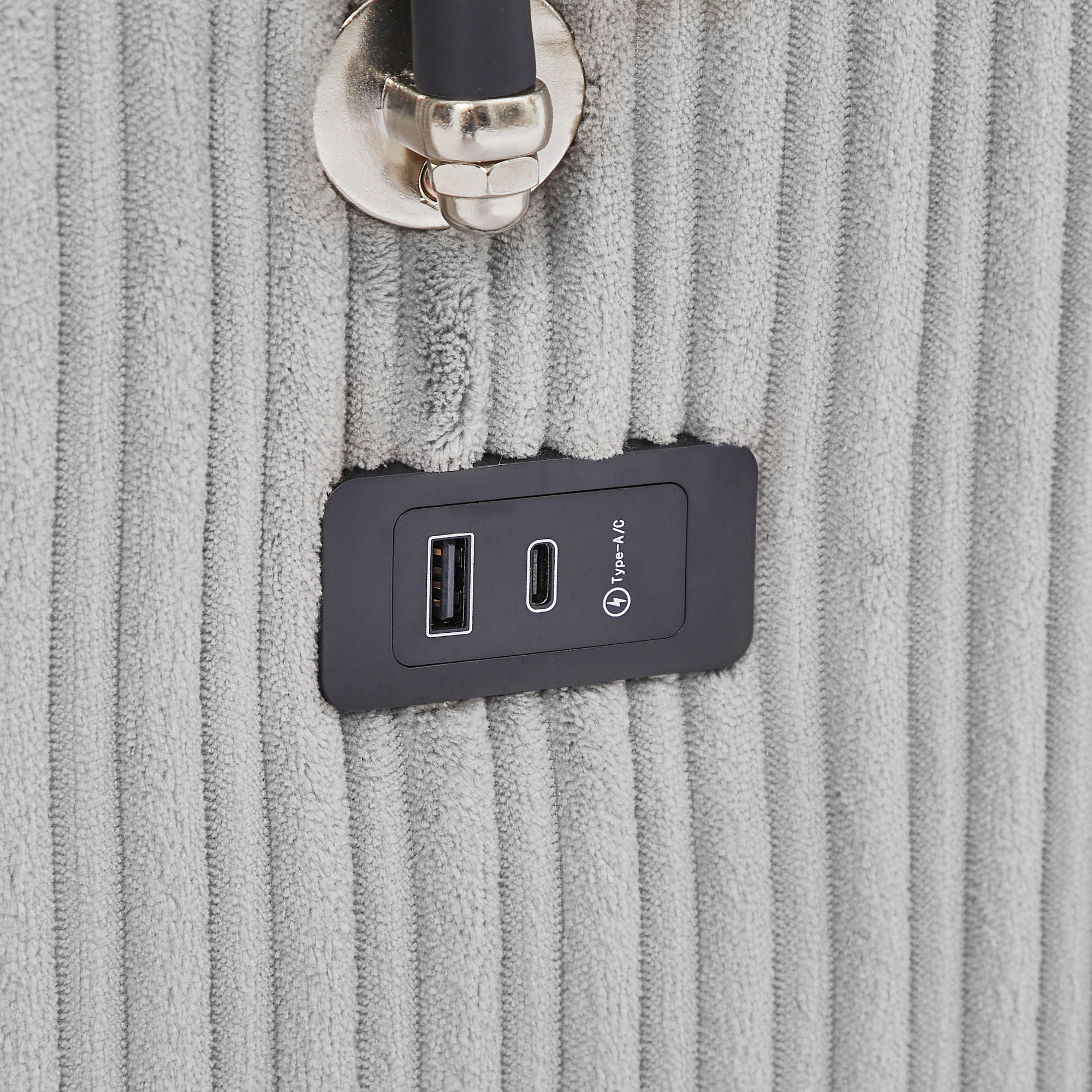 Single Sofa Couch With Storage Space, Movable Ottoman, USB Ports, Cup Holders, Phone Holder