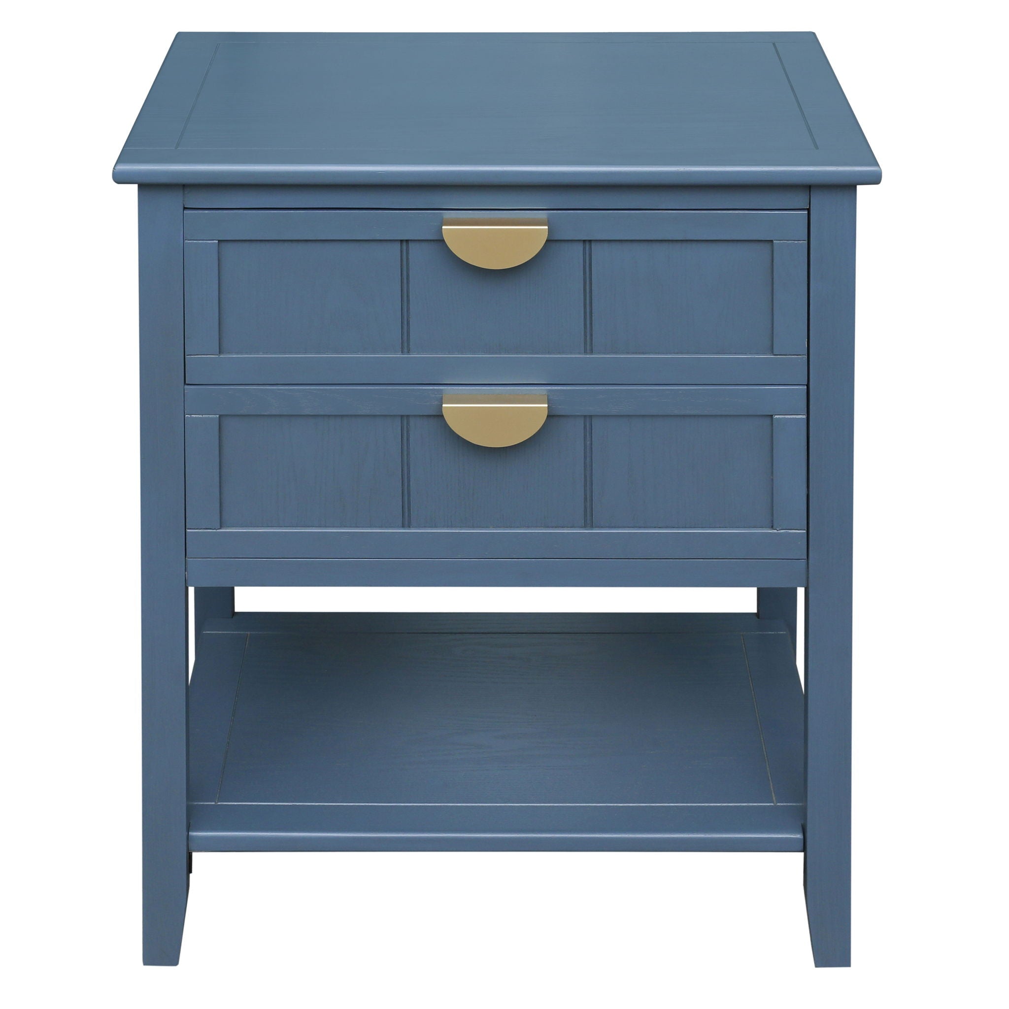 2 Drawer Side Table, American Style, End Table, Suitable For Bedroom, Living Room, Study