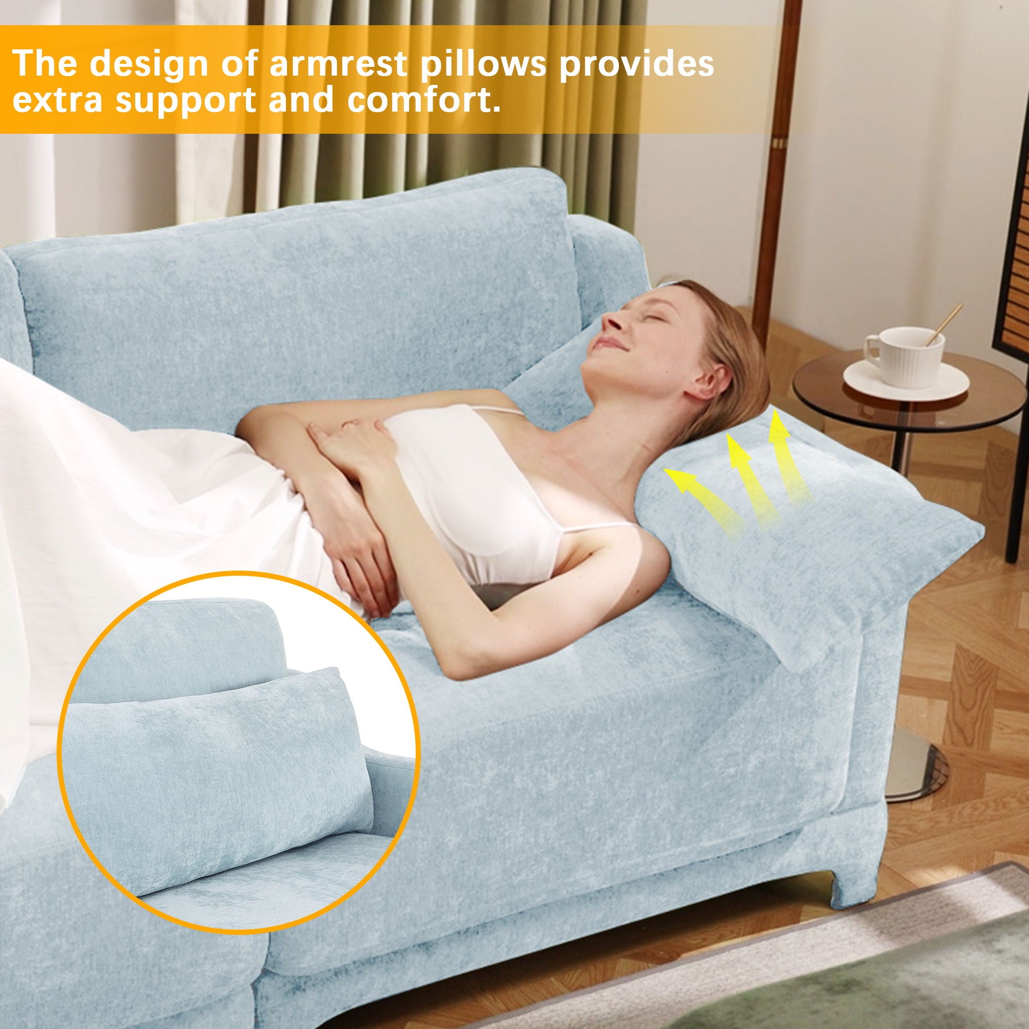 Stylish Sofa With Ottoman And Lumbar Pillows, Ergonomic Design
