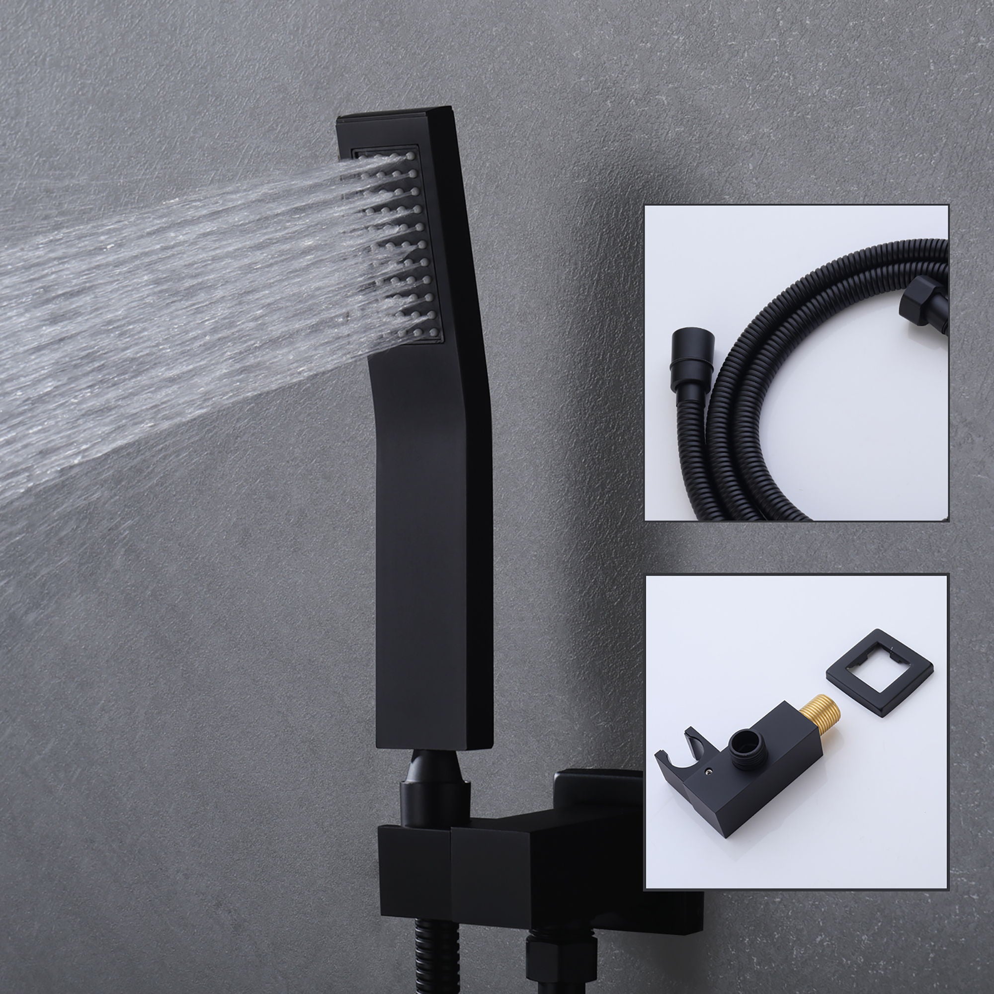 Wall Mount Shower System With High Pressure 10" Shower Head And Handheld, Stainless Steel - Matte Black
