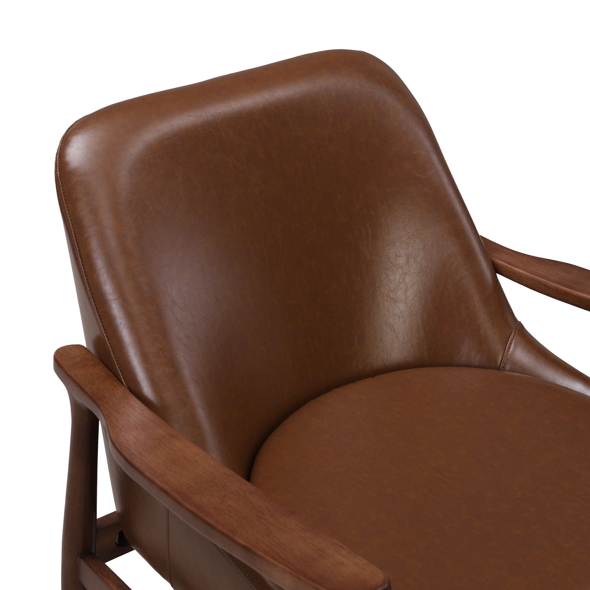Mid - Century Accent Chair With Cushioned Seat, Brass Tipped Legs