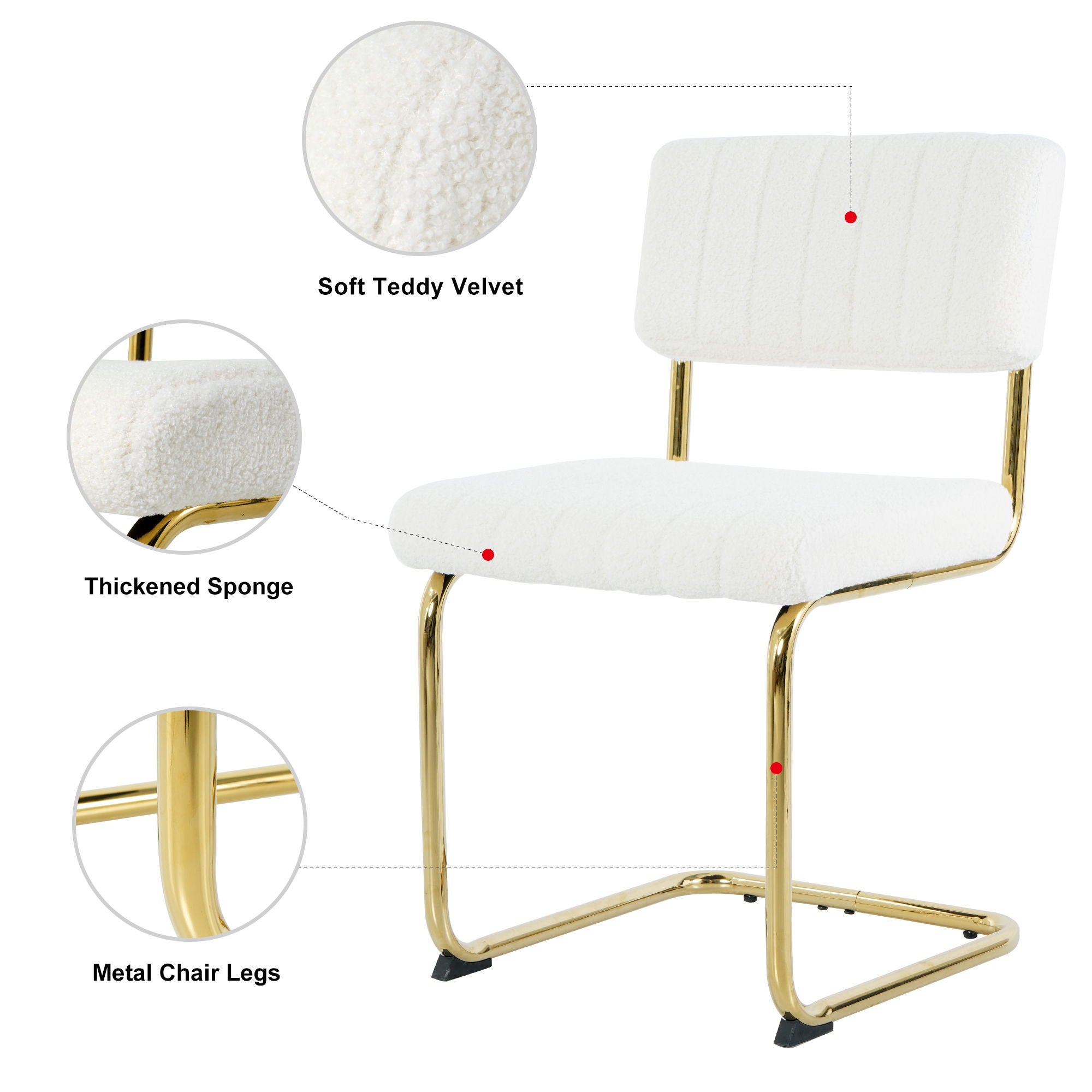 Modern Light Luxury Dining Chair With Metal Legs And Bow Design
