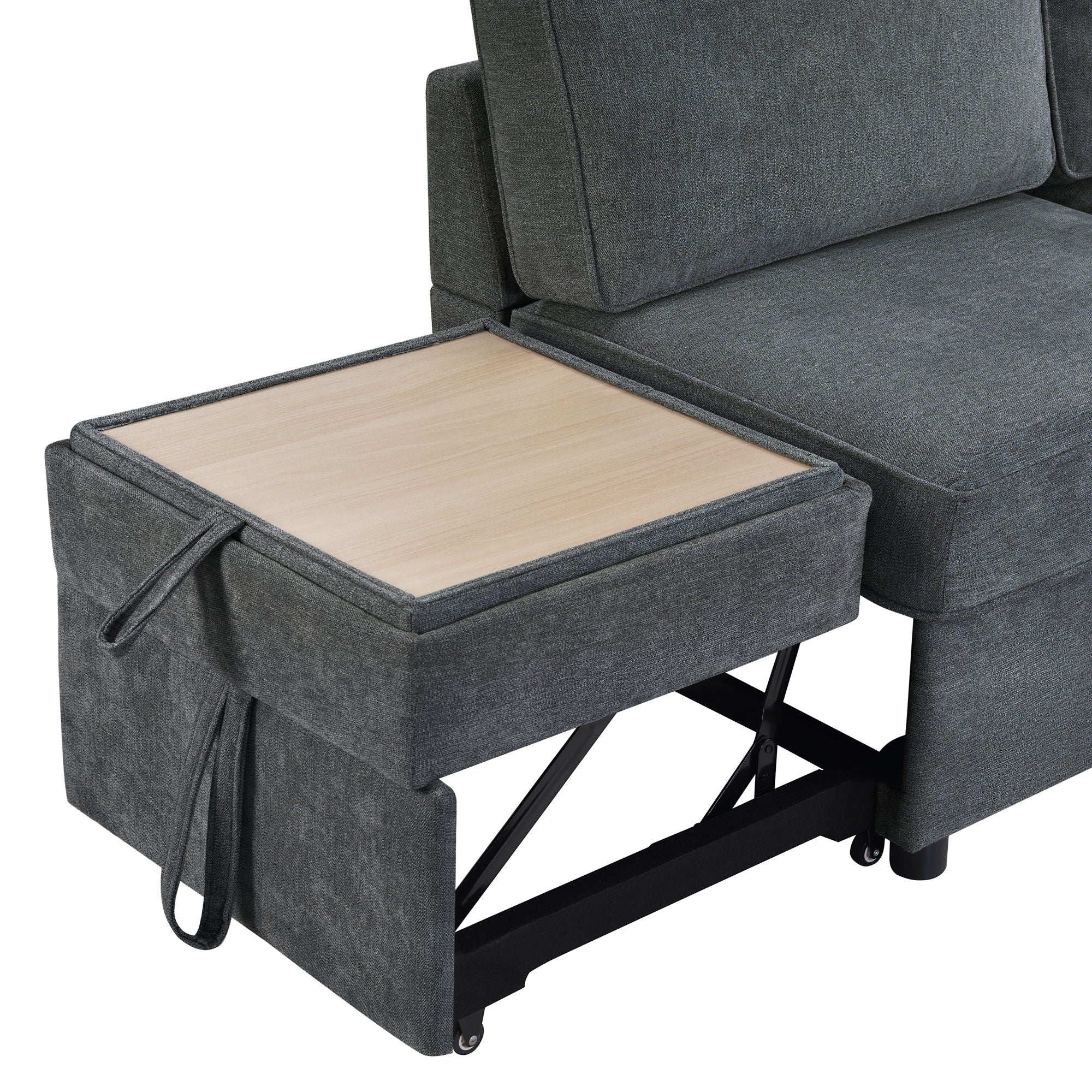Convertible Sectional L-Shaped Sofa With Dual Pull-Out Sleepers, Flip-Top Table, USB Ports, Cup Holder & Storage - Best Buy Furniture