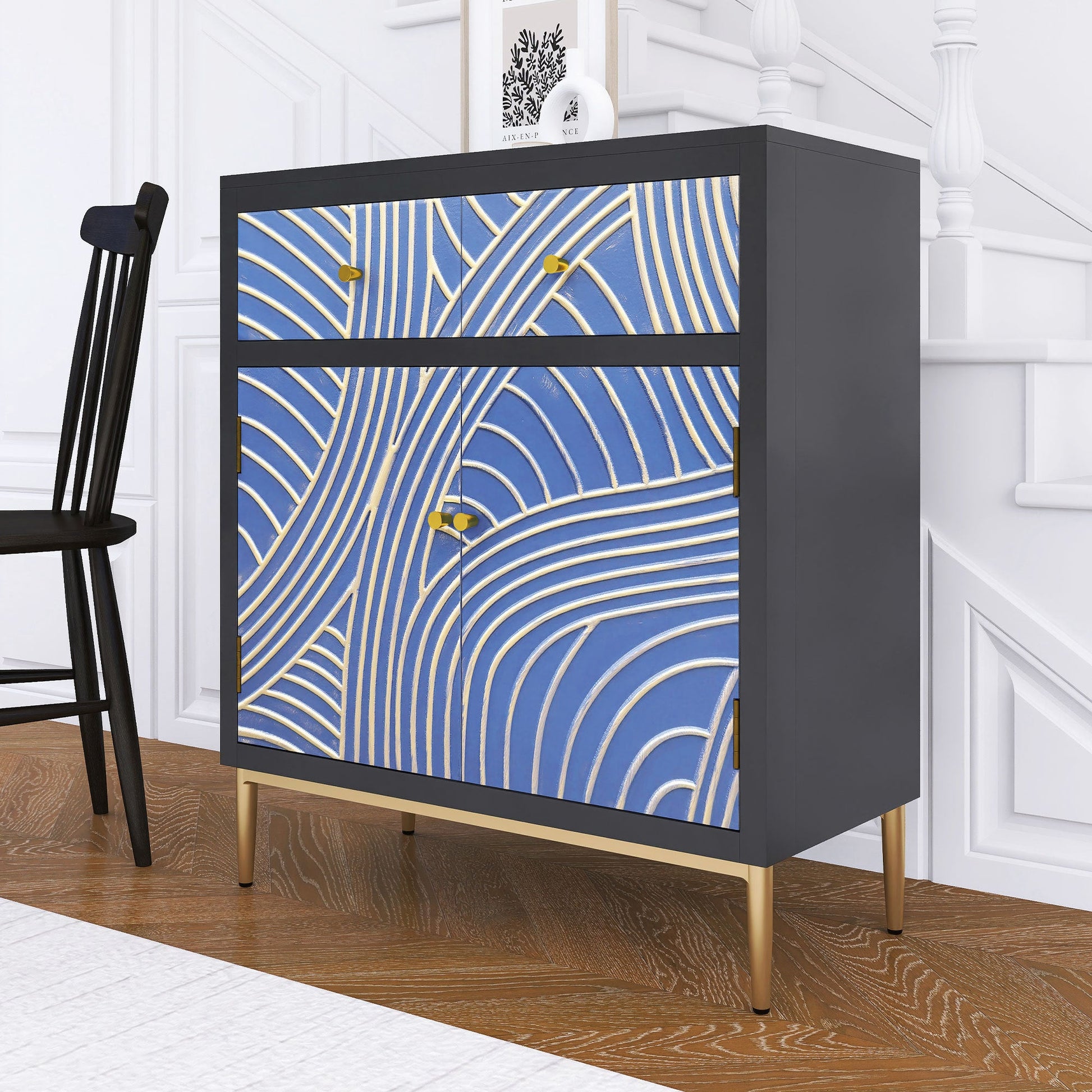 Black & Blue Modern MDF Storage Cabinet – Adjustable Shelf & Drawer - Best Buy Furniture