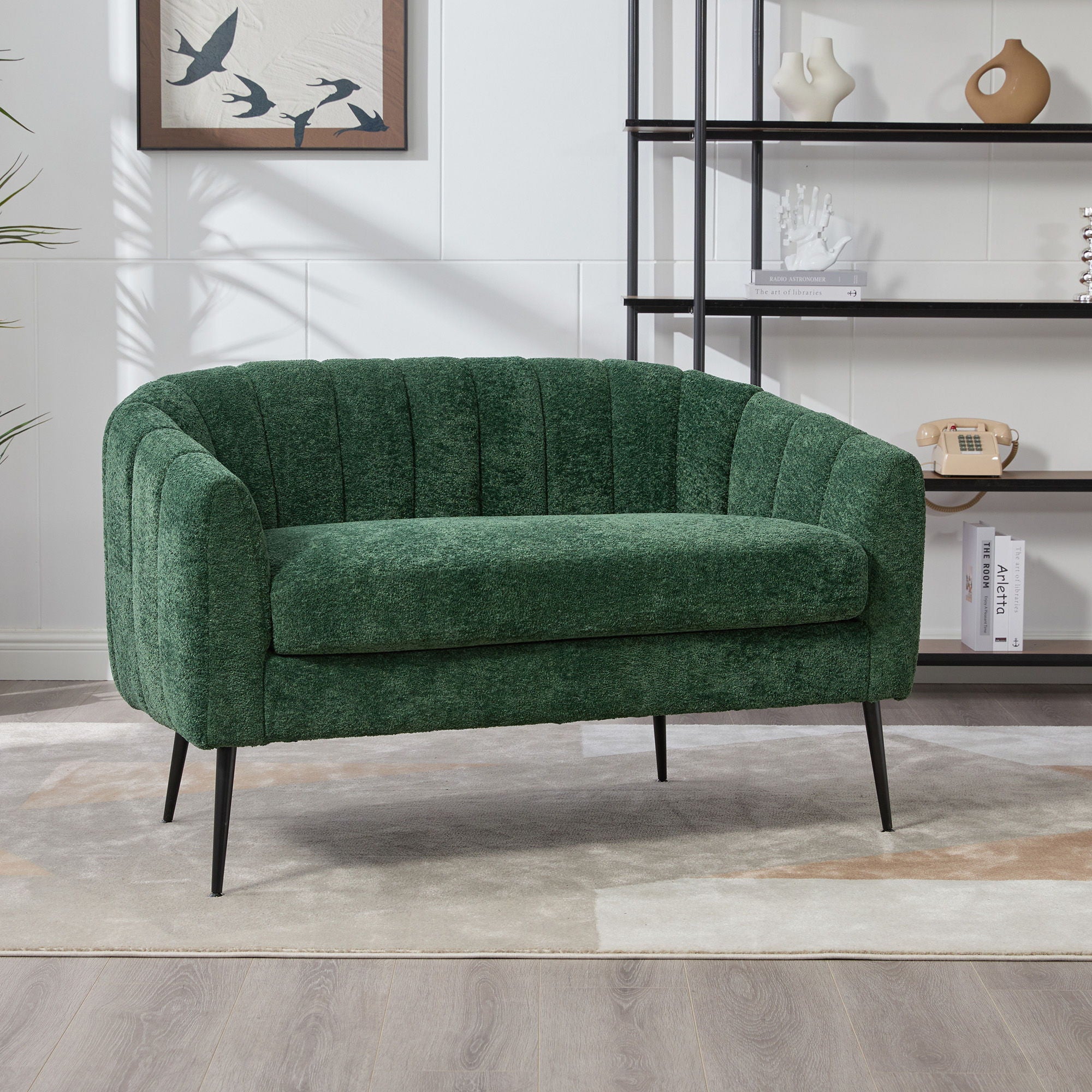 3 Piece Living Room Set, Loveseat & Accent Chairs - Green