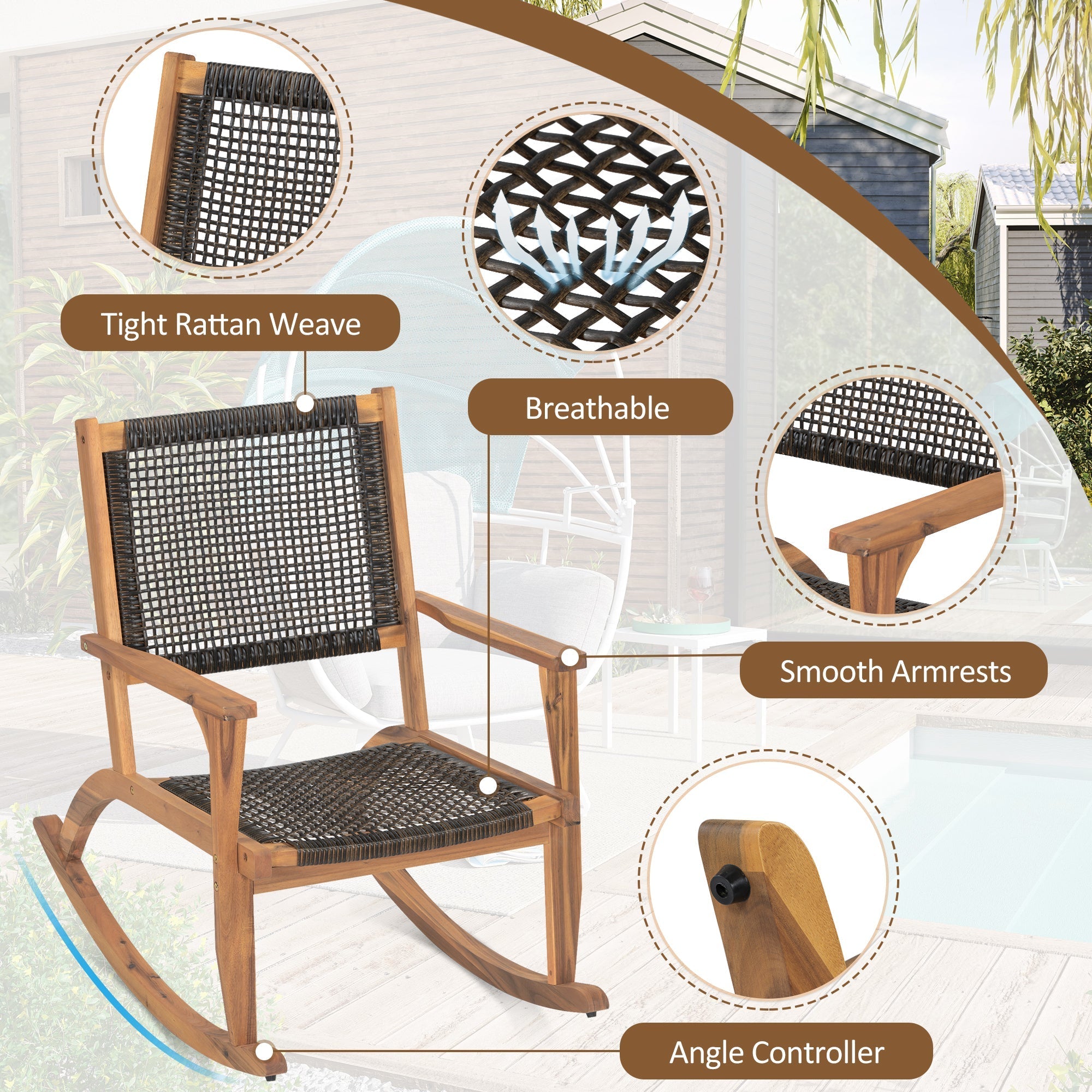 Go 2 Pieces Patio Rocking Chair Set