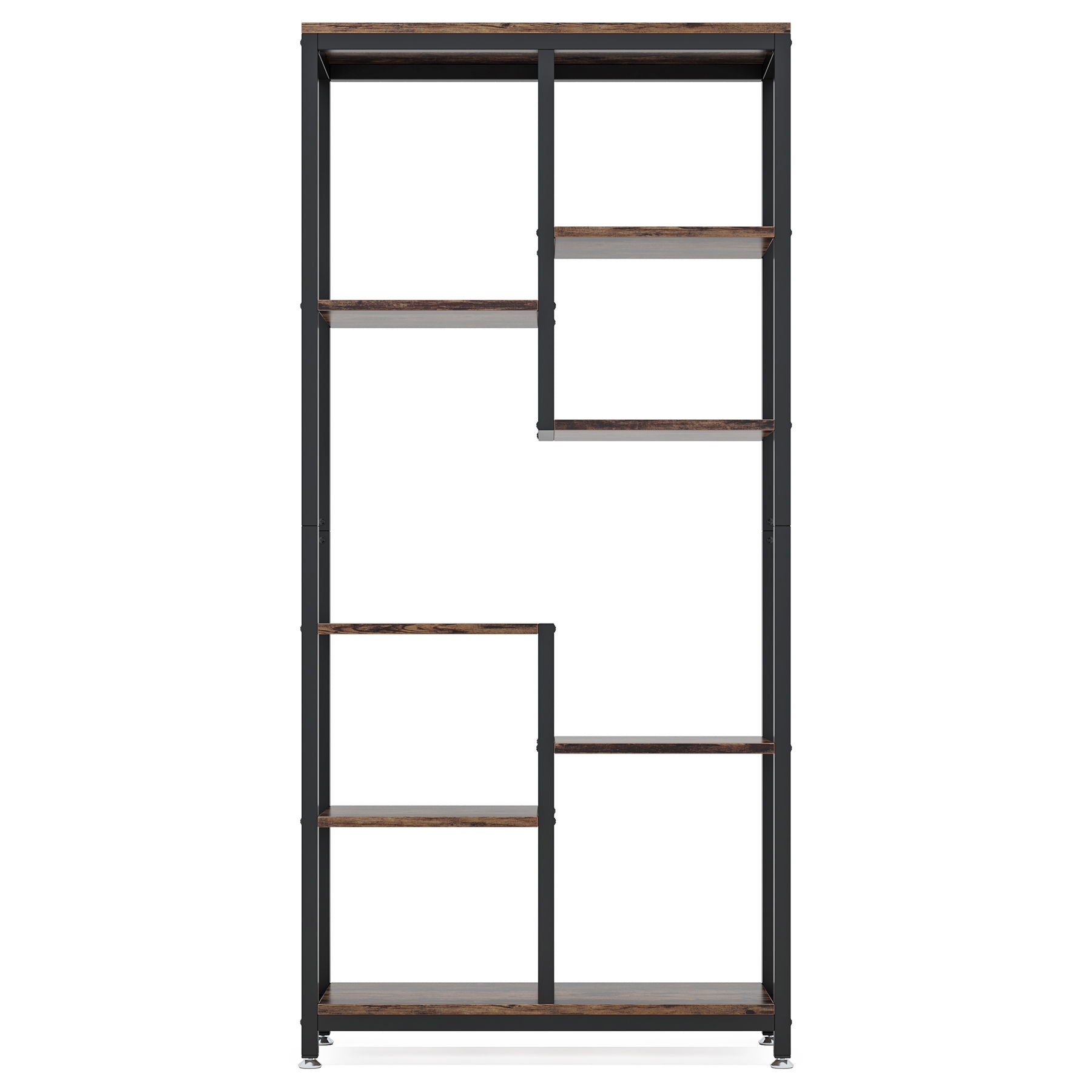 6 Tier, 8 Shelf Etagere Bookcase Storage Display Rack For Living Room - Rustic Brown