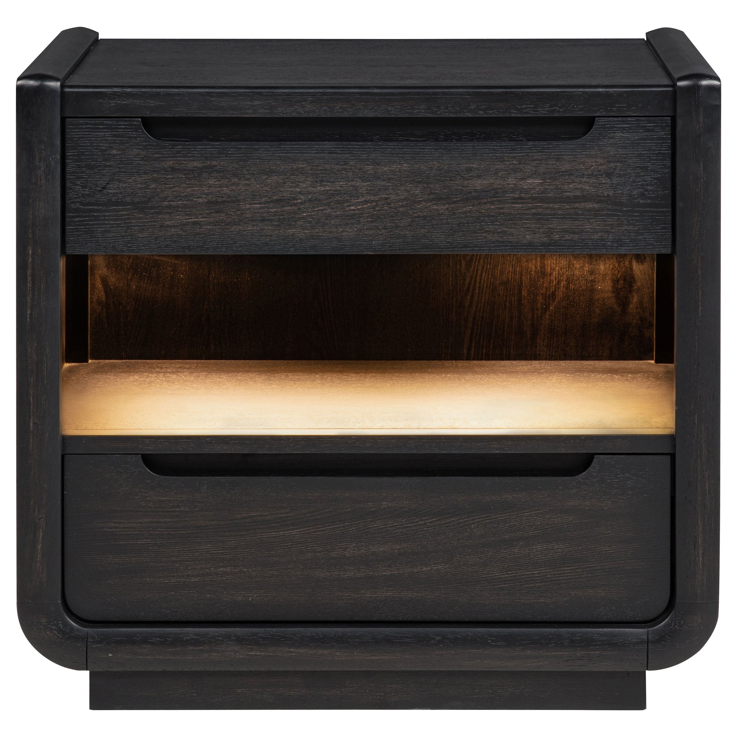 Leandro 2-drawer LED Nightstand with USB Burnished Black-