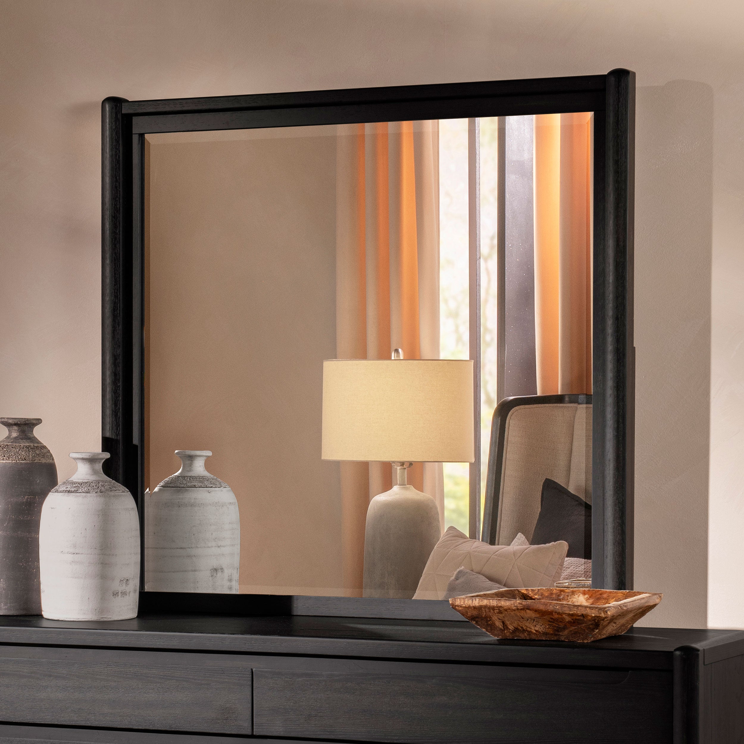 Leandro Dresser Mirror Burnished Black-