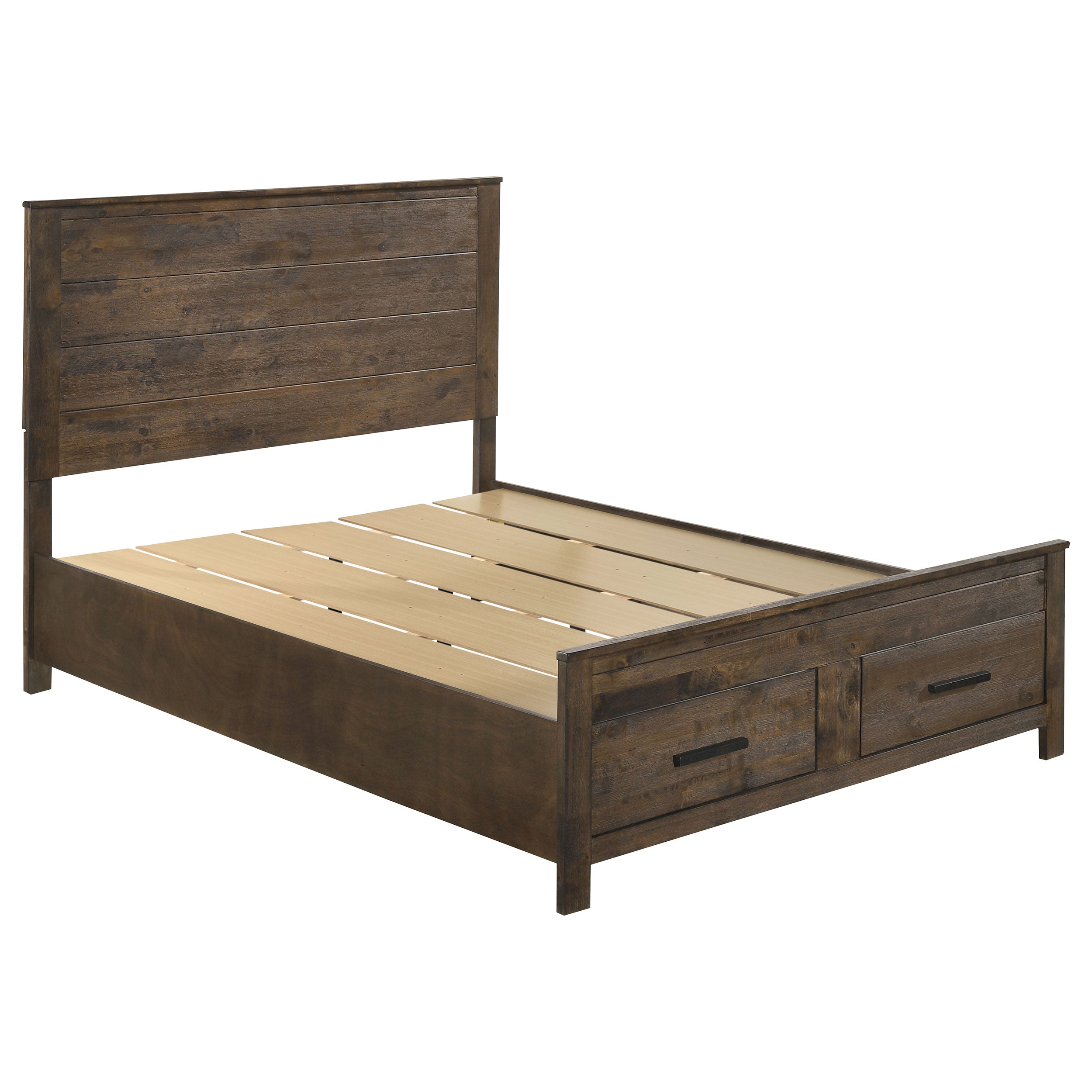 Woodmont Wood Queen Storage Panel Bed Rustic Golden Brown-CoasterEveryday