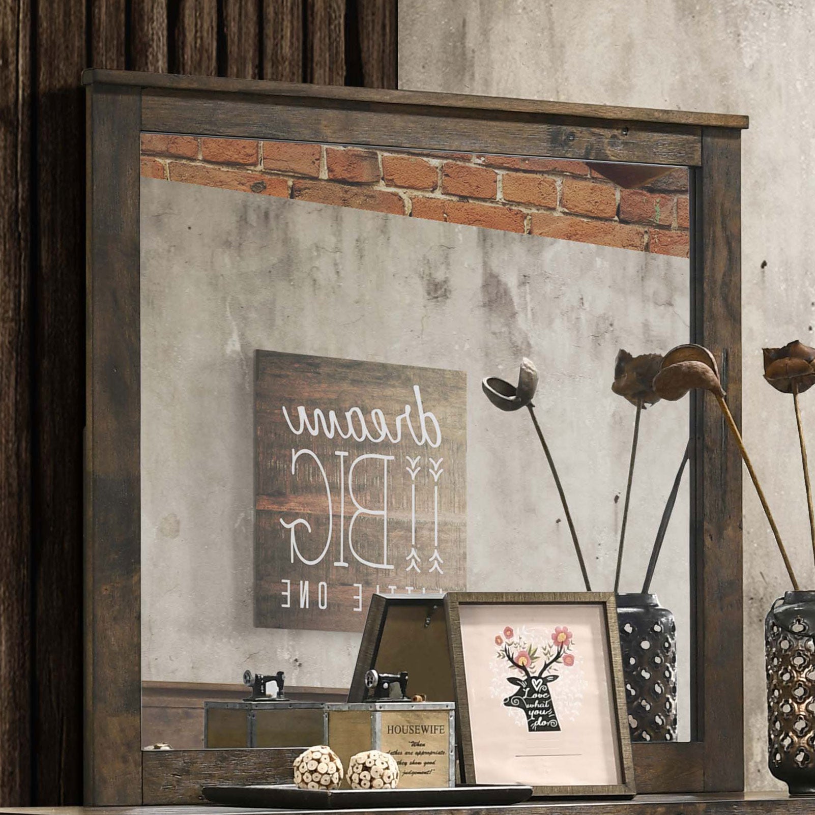 Woodmont Dresser Mirror Rustic Golden Brown-CoasterEveryday