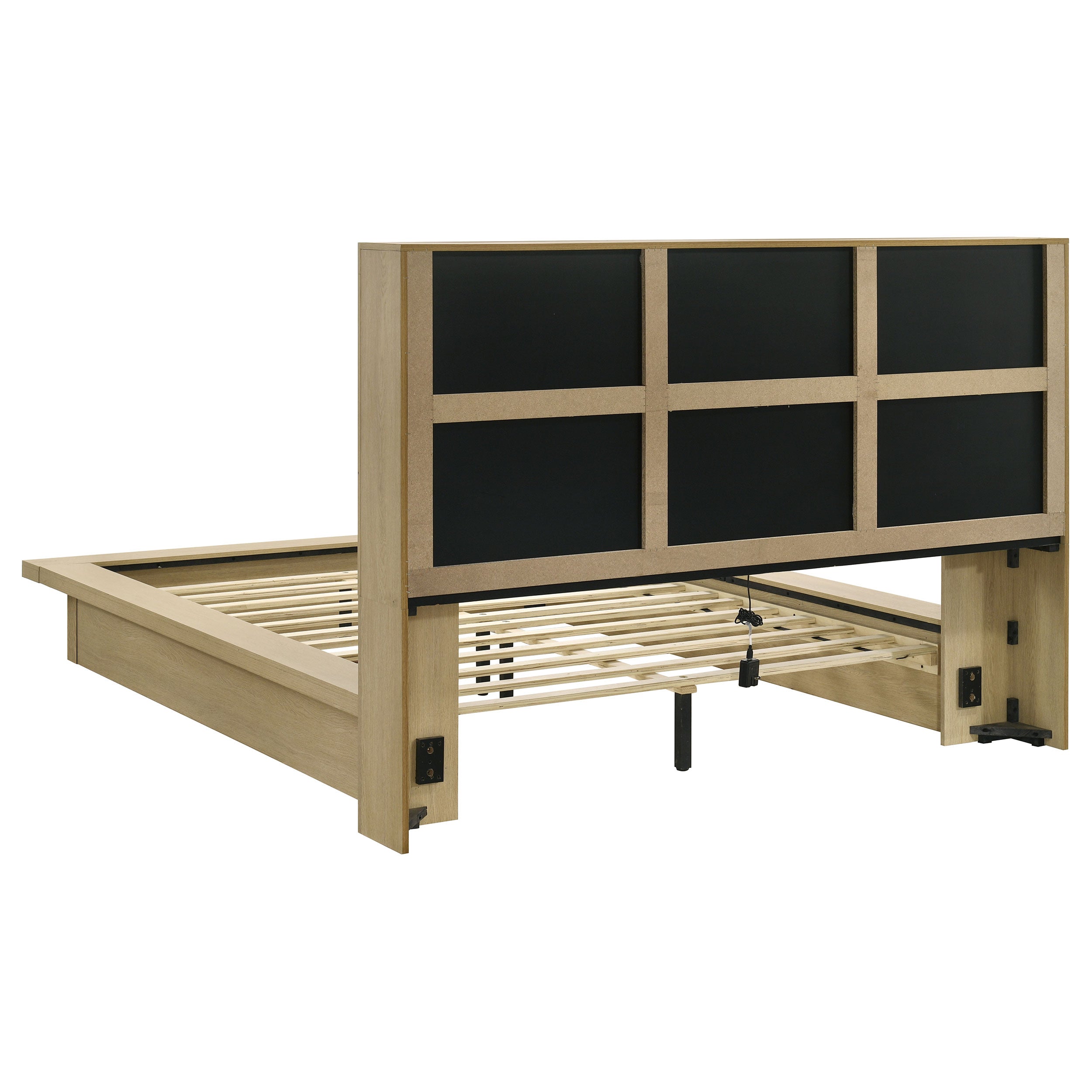Hendricks Queen Bookcase Headboard Platform Bed Light Oak-