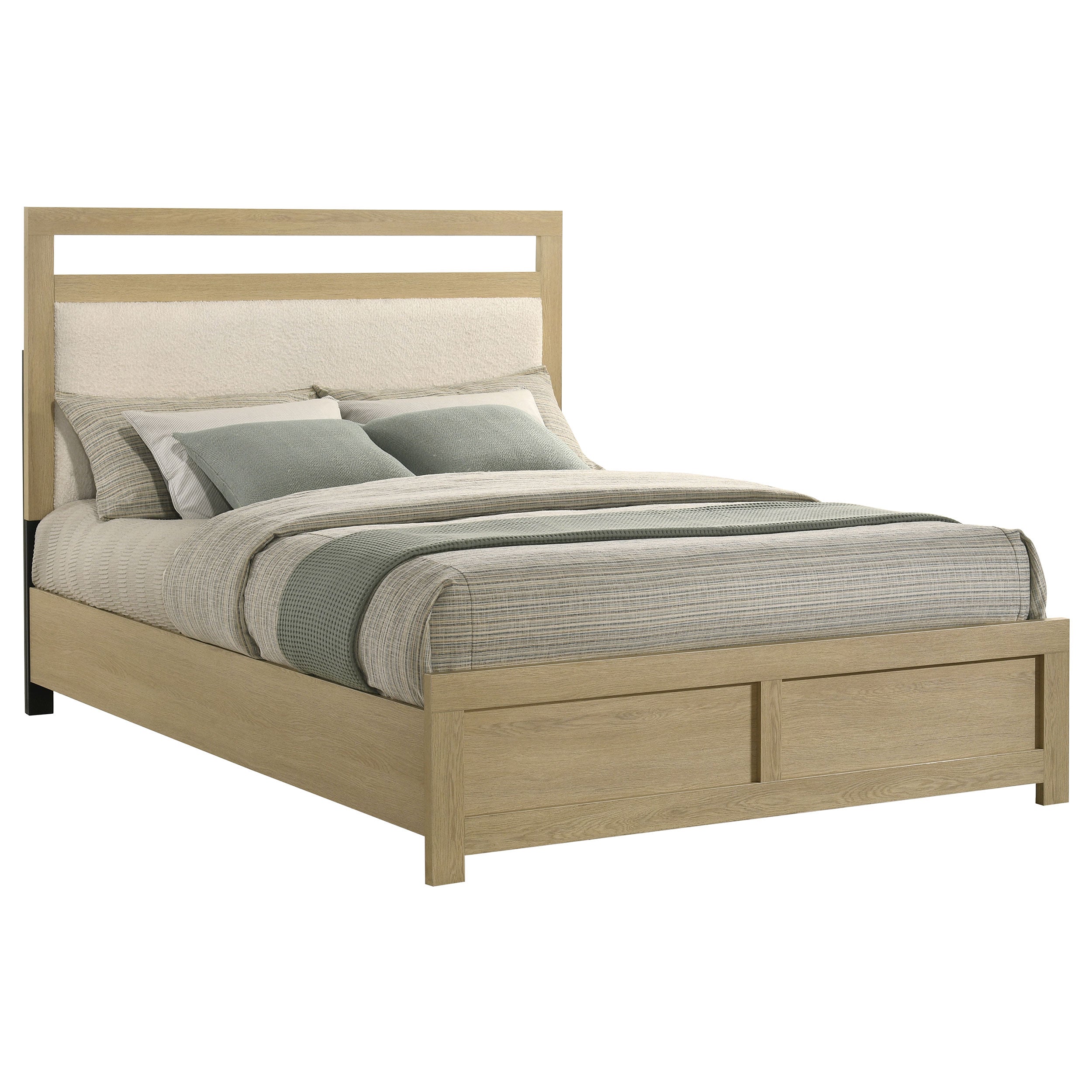 Hendricks Queen Panel Headboard Platform Bed Light Oak-