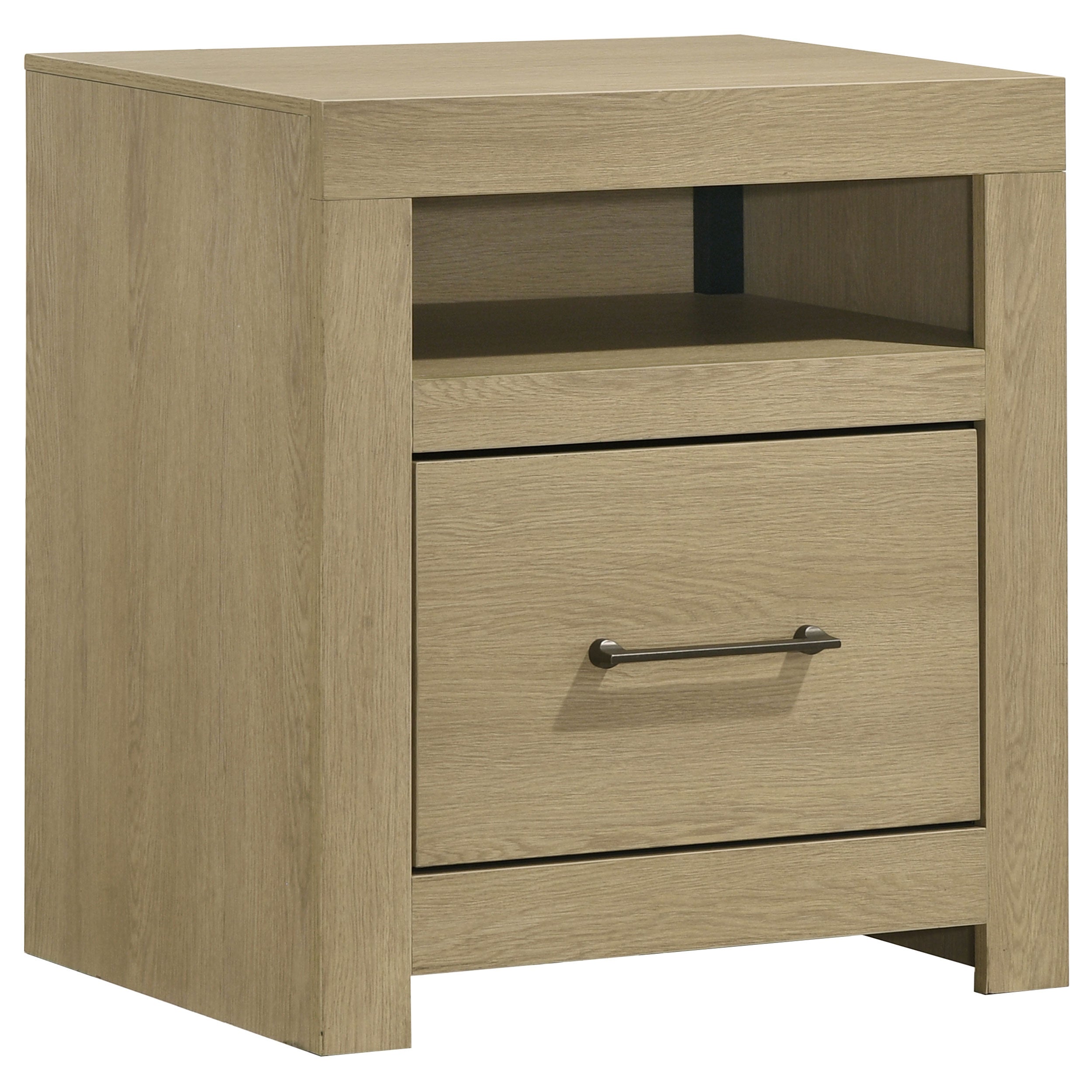 Hendricks 1-drawer Nightstand Bedside Table with Cubby Light Oak-