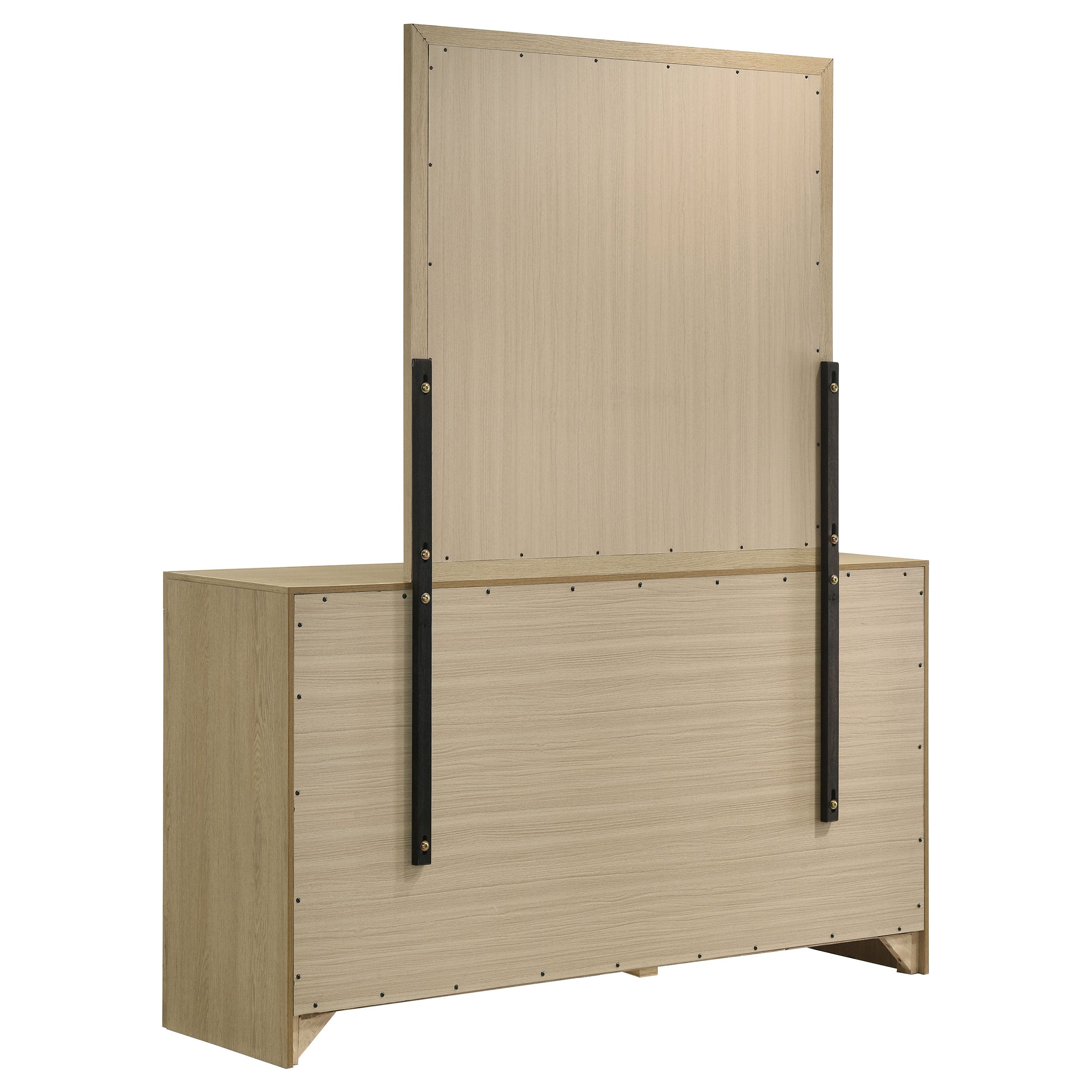 Hendricks 6-drawer Bedroom Dresser and Mirror Light Oak-
