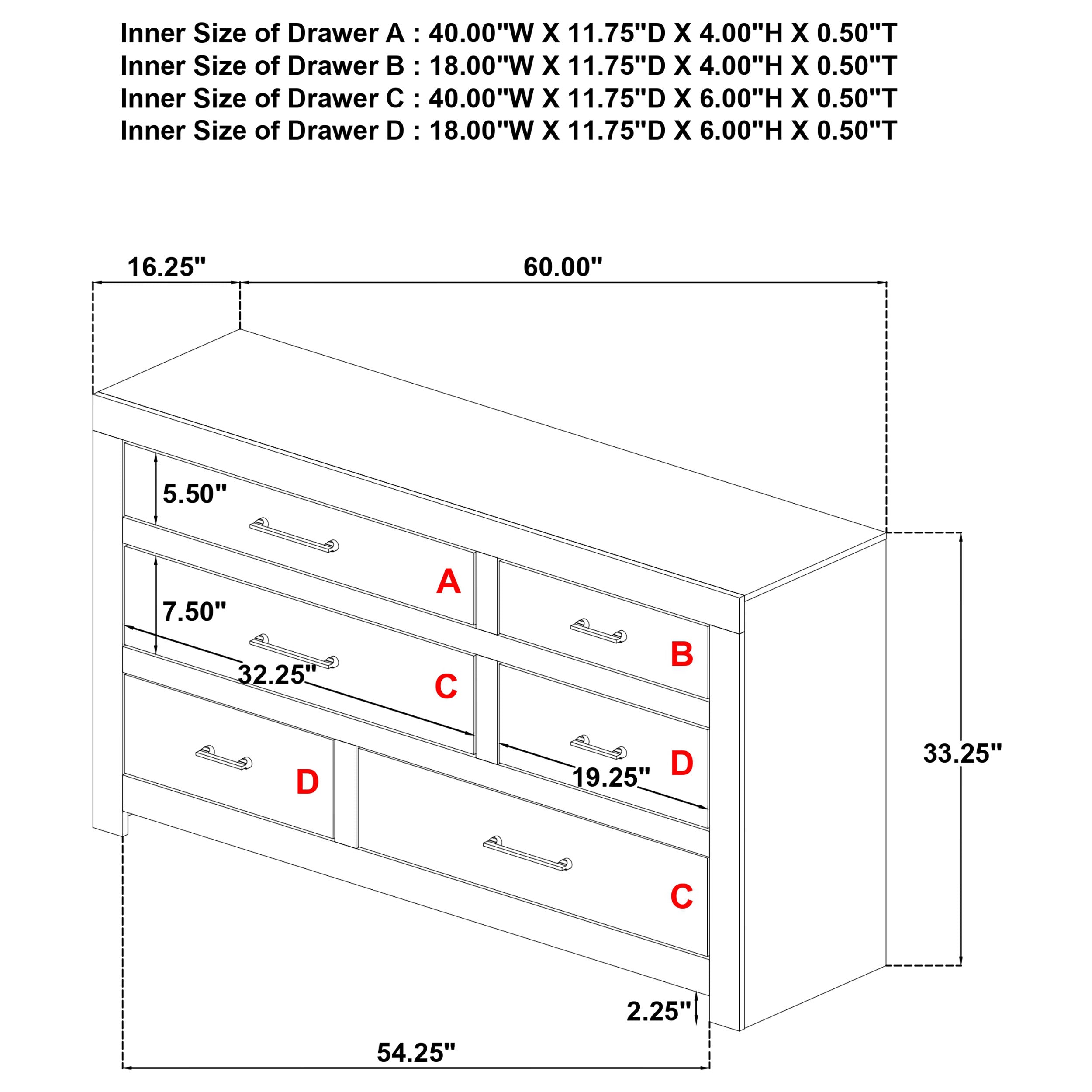 Hendricks 6-drawer Bedroom Dresser Storage Cabinet Light Oak-