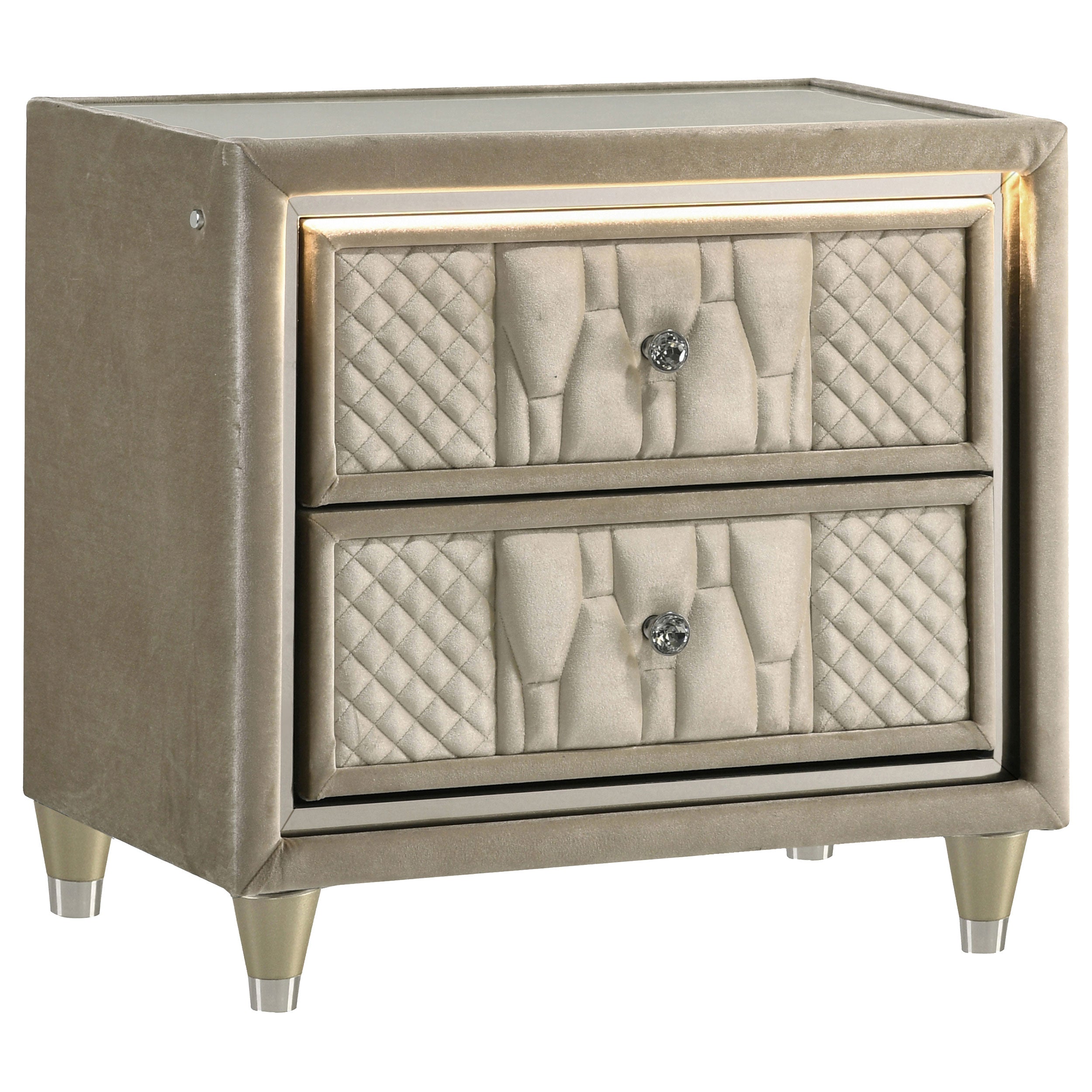 Lorient 2-drawer LED Nightstand with USB Ivory and Camel-