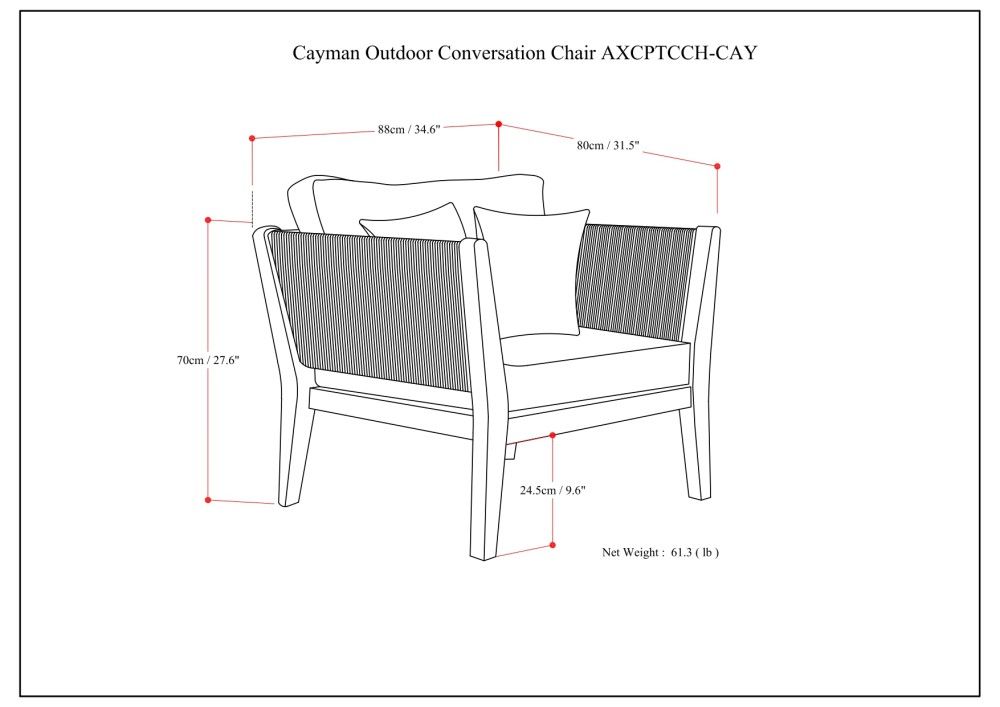Cayman - Outdoor Conversation Chair - Slate Gray