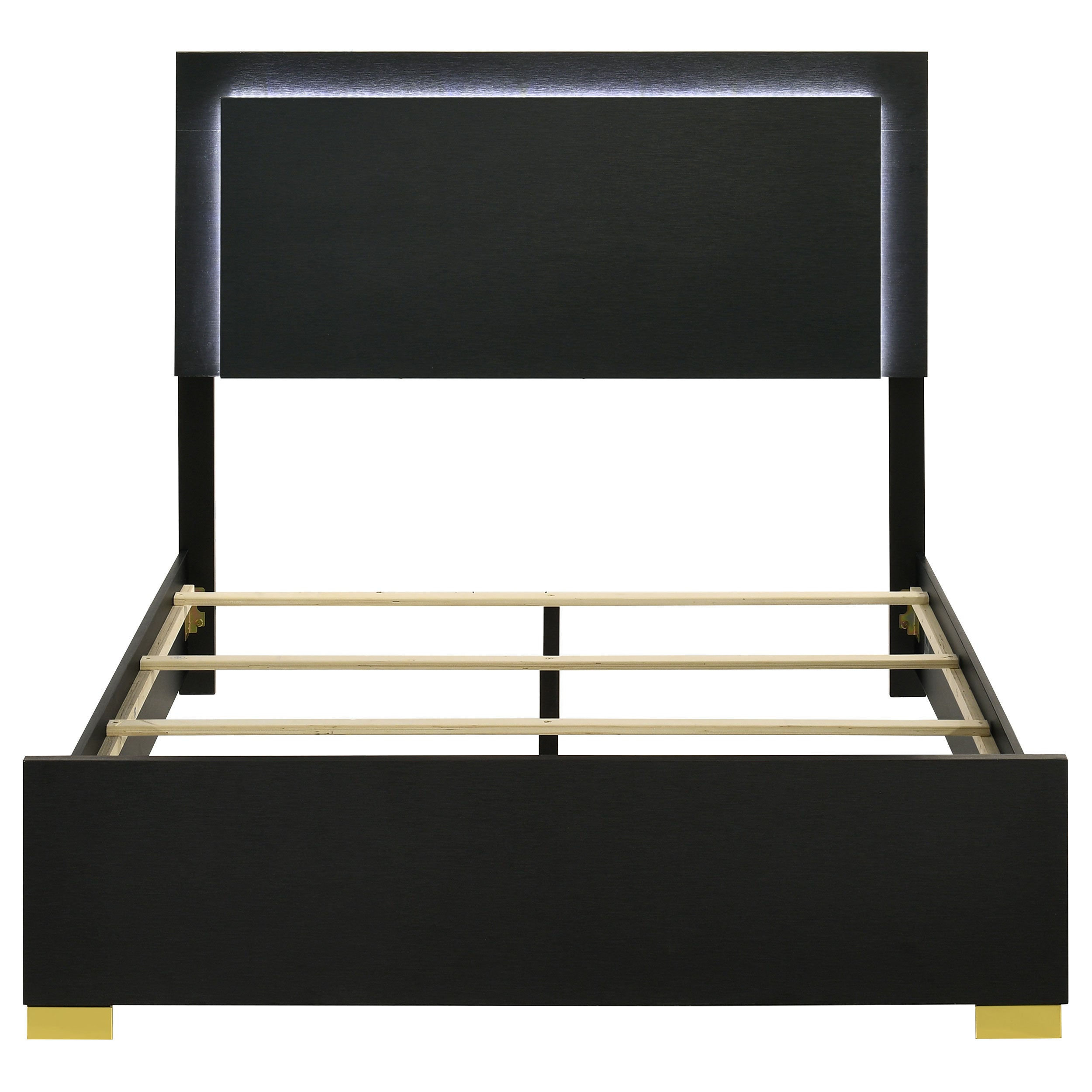 Marceline Wood Queen LED Panel Bed Black-