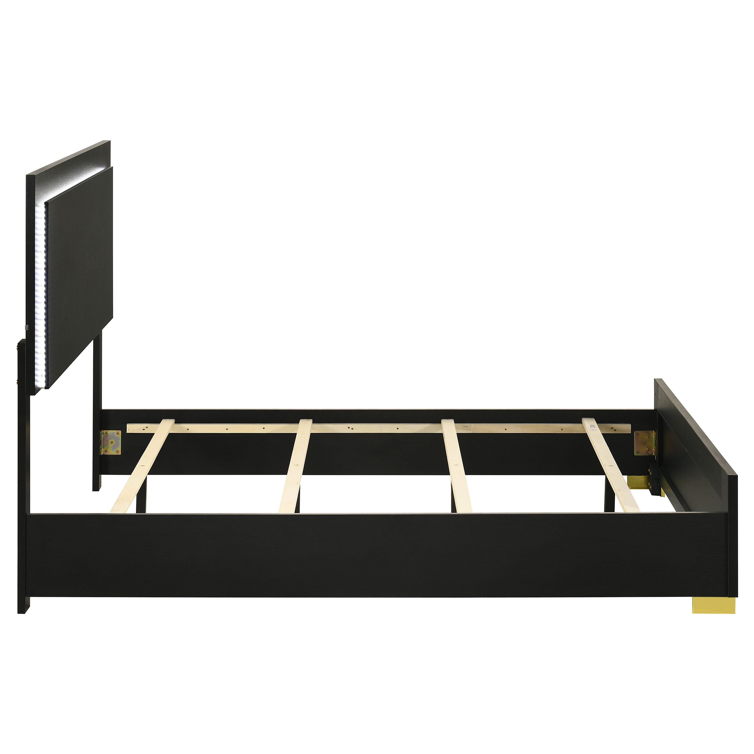 Marceline Wood Queen LED Panel Bed Black-