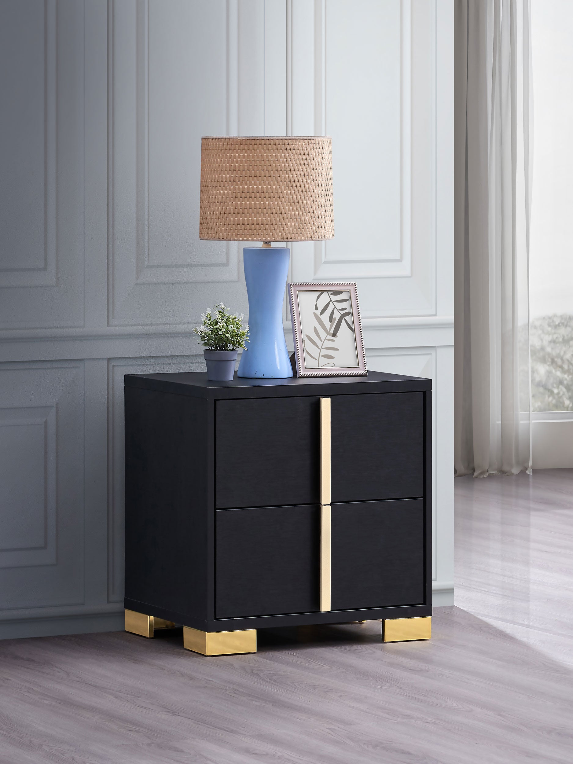 Marceline 2-drawer Nightstand Black-