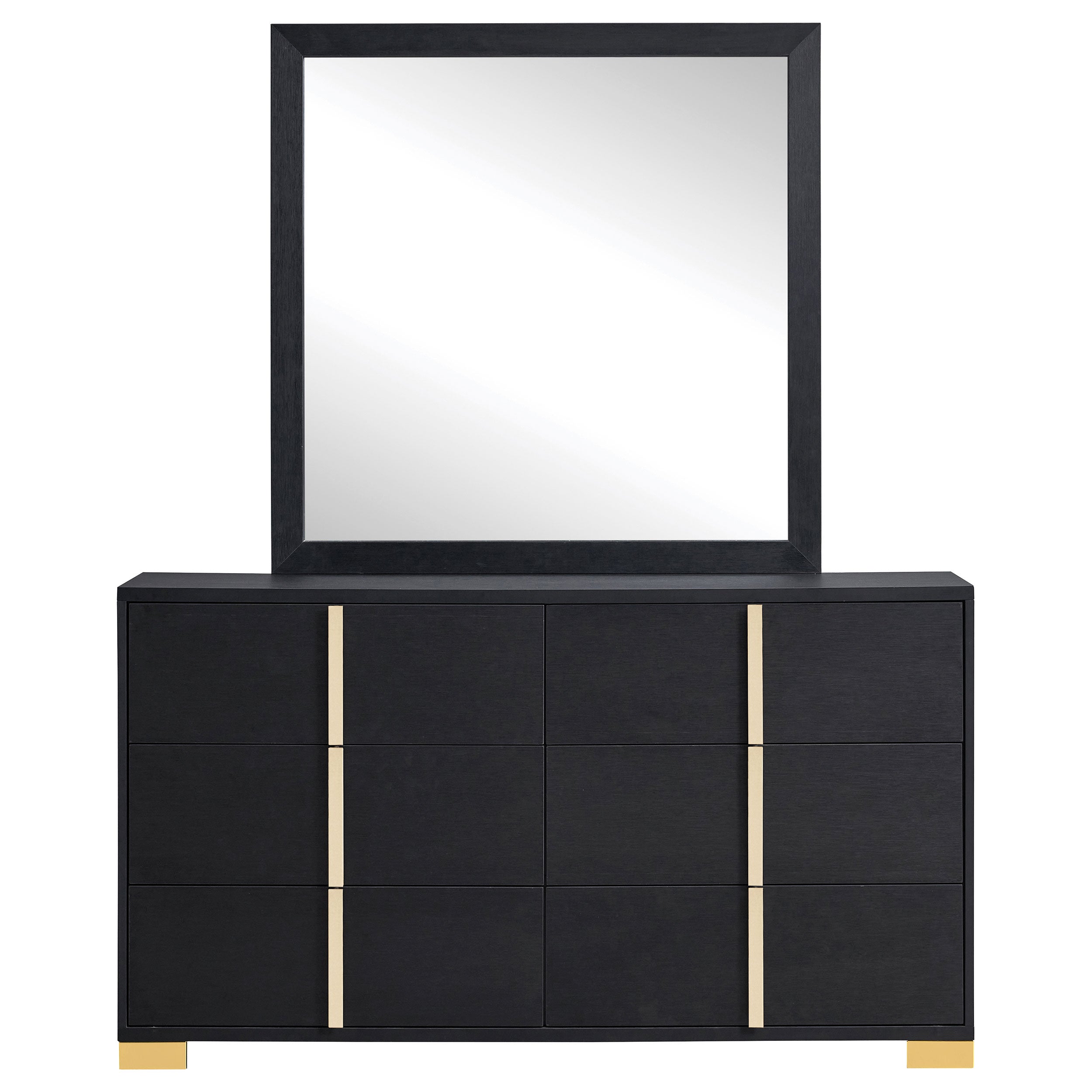Marceline 6-drawer Dresser with Mirror Black-