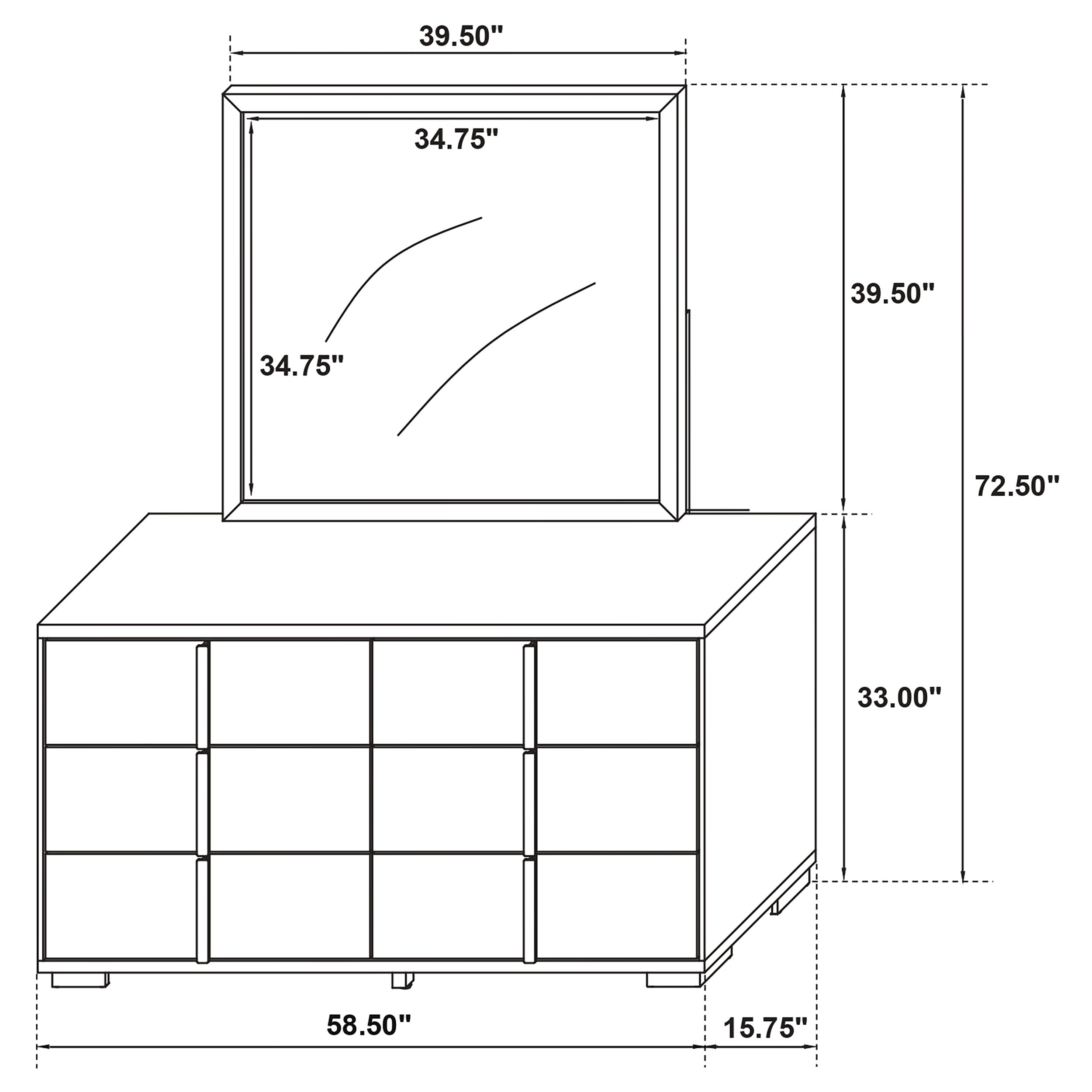 Marceline 6-drawer Dresser with Mirror Black-