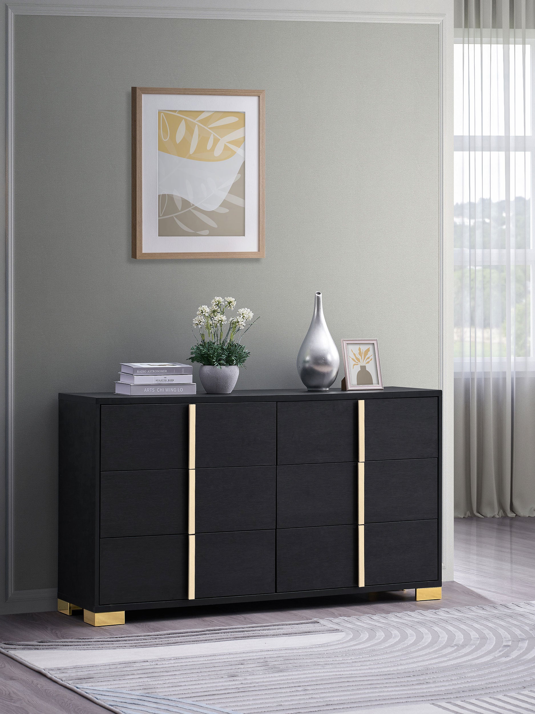 Marceline 6-drawer Dresser Black-