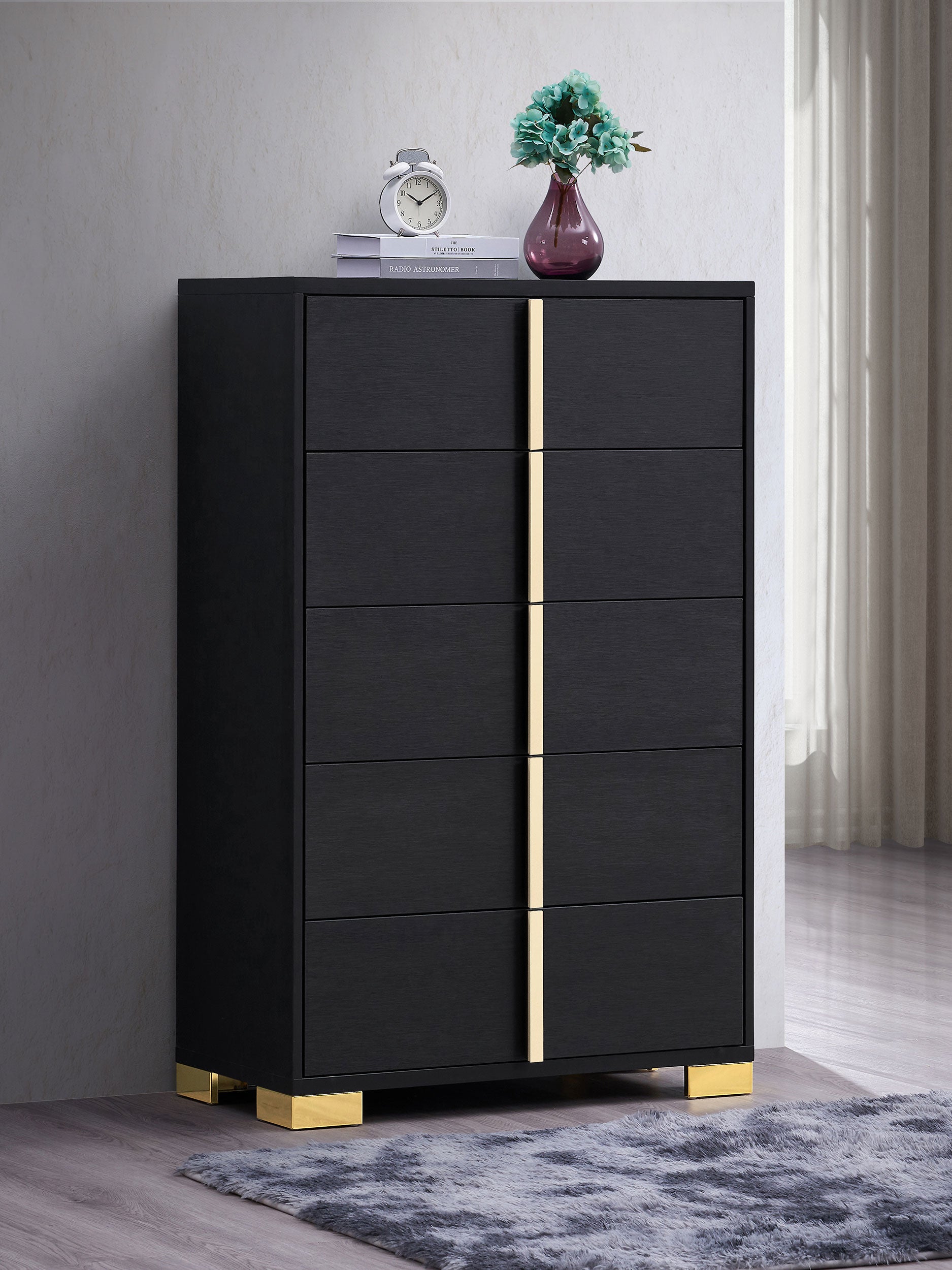Marceline 5-drawer Bedroom Chest Black-