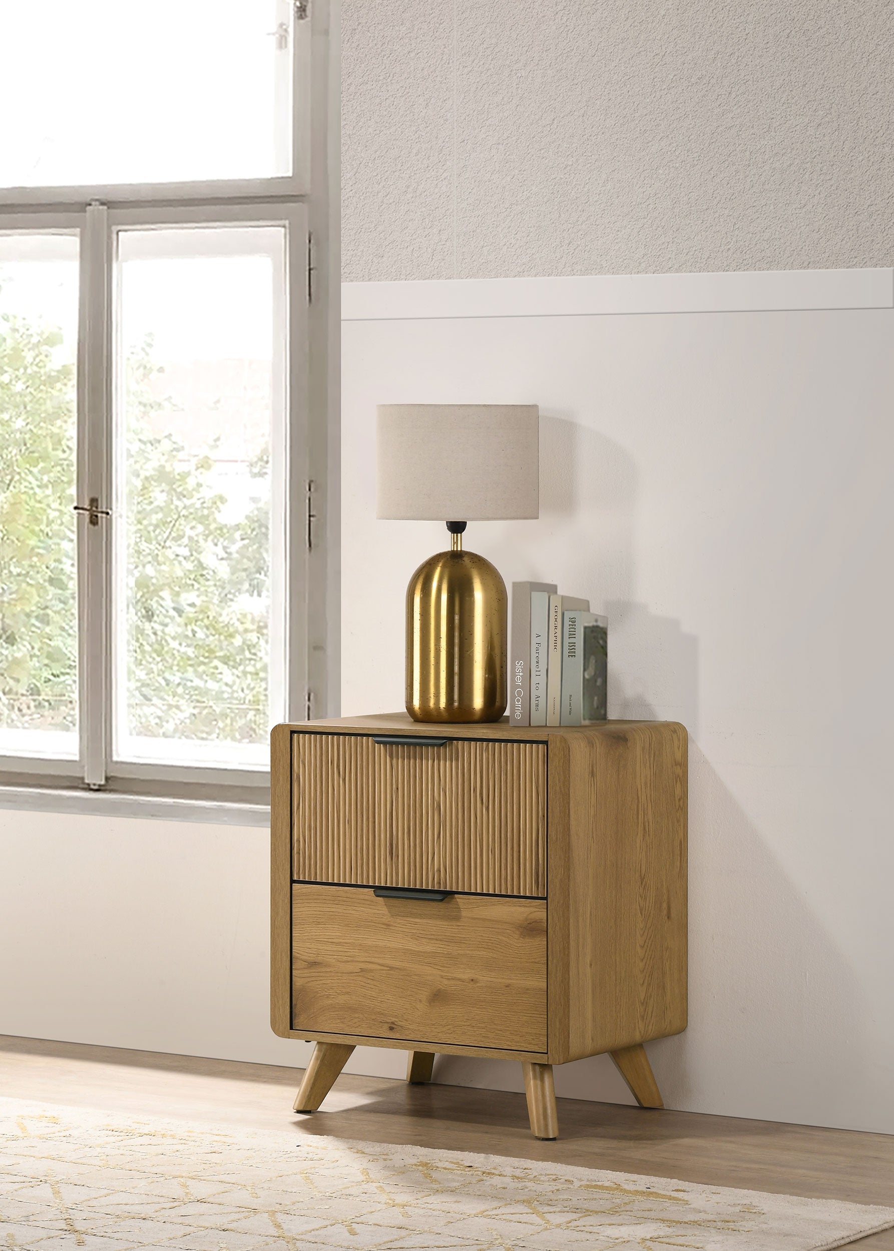 Bennett 2-drawer Bedroom Nightstand Bedside Table Light Oak-