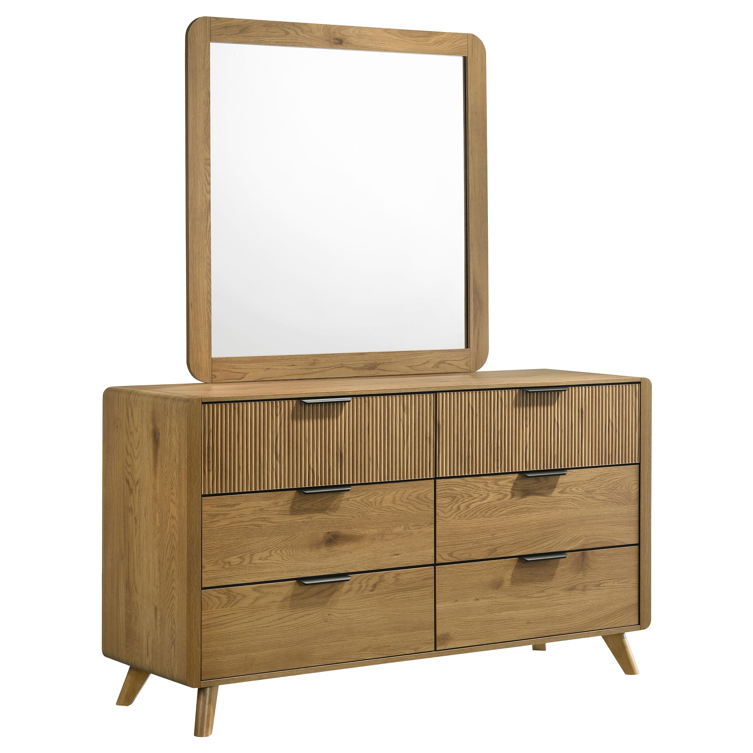 Bennett 6-drawer Bedroom Dresser and Mirror Set Light Oak-