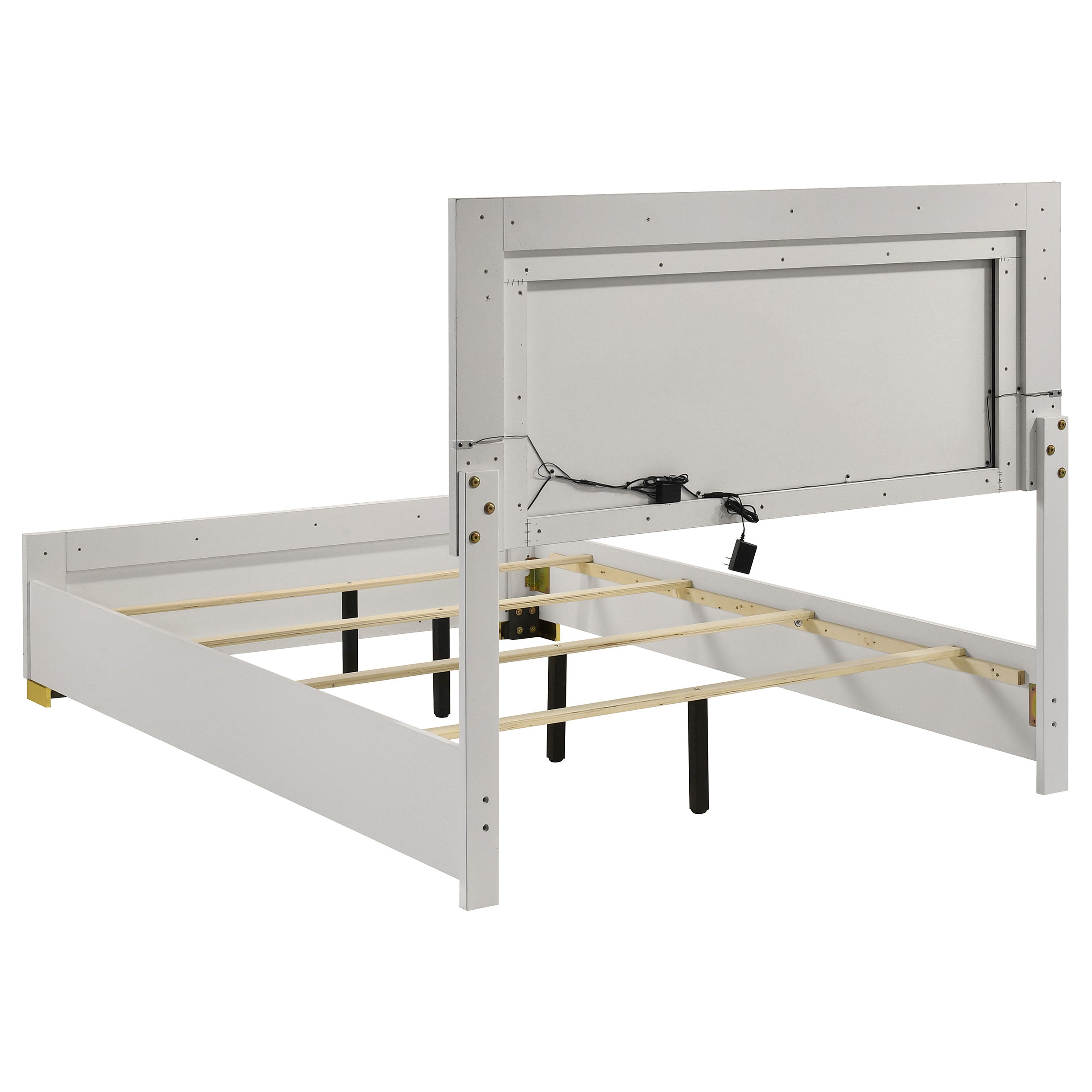 Marceline Wood Full LED Panel Bed White-