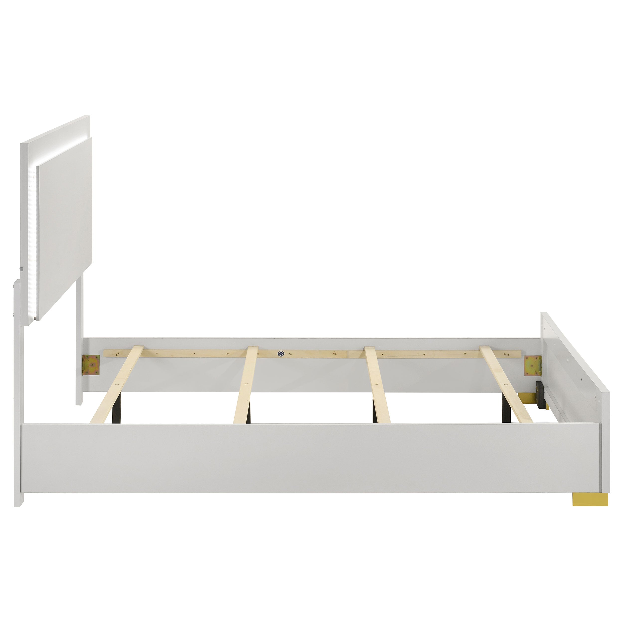 Marceline Wood Full LED Panel Bed White-