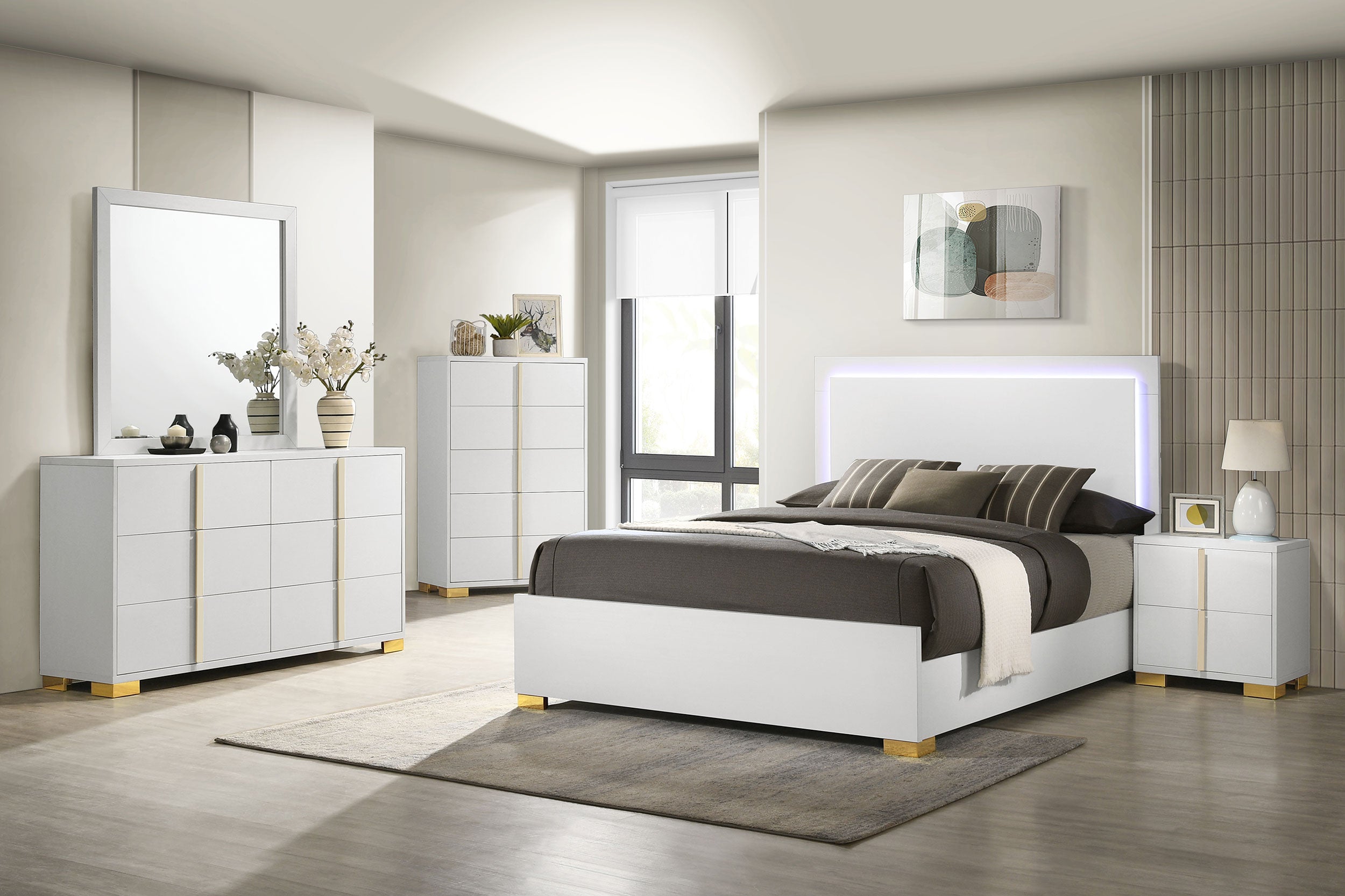 Marceline 6-drawer Dresser with Mirror White-