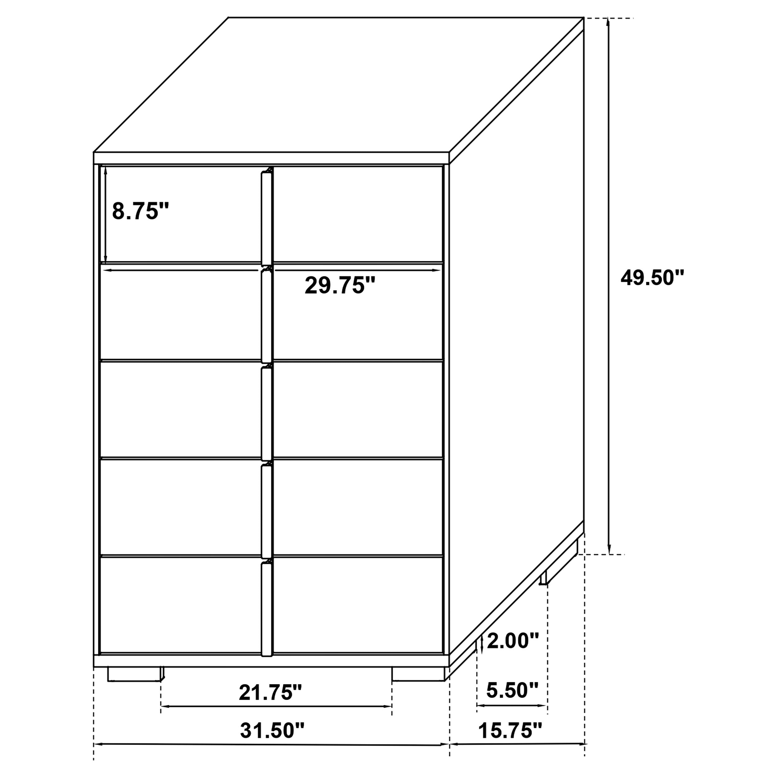Marceline 5-drawer Bedroom Chest White-