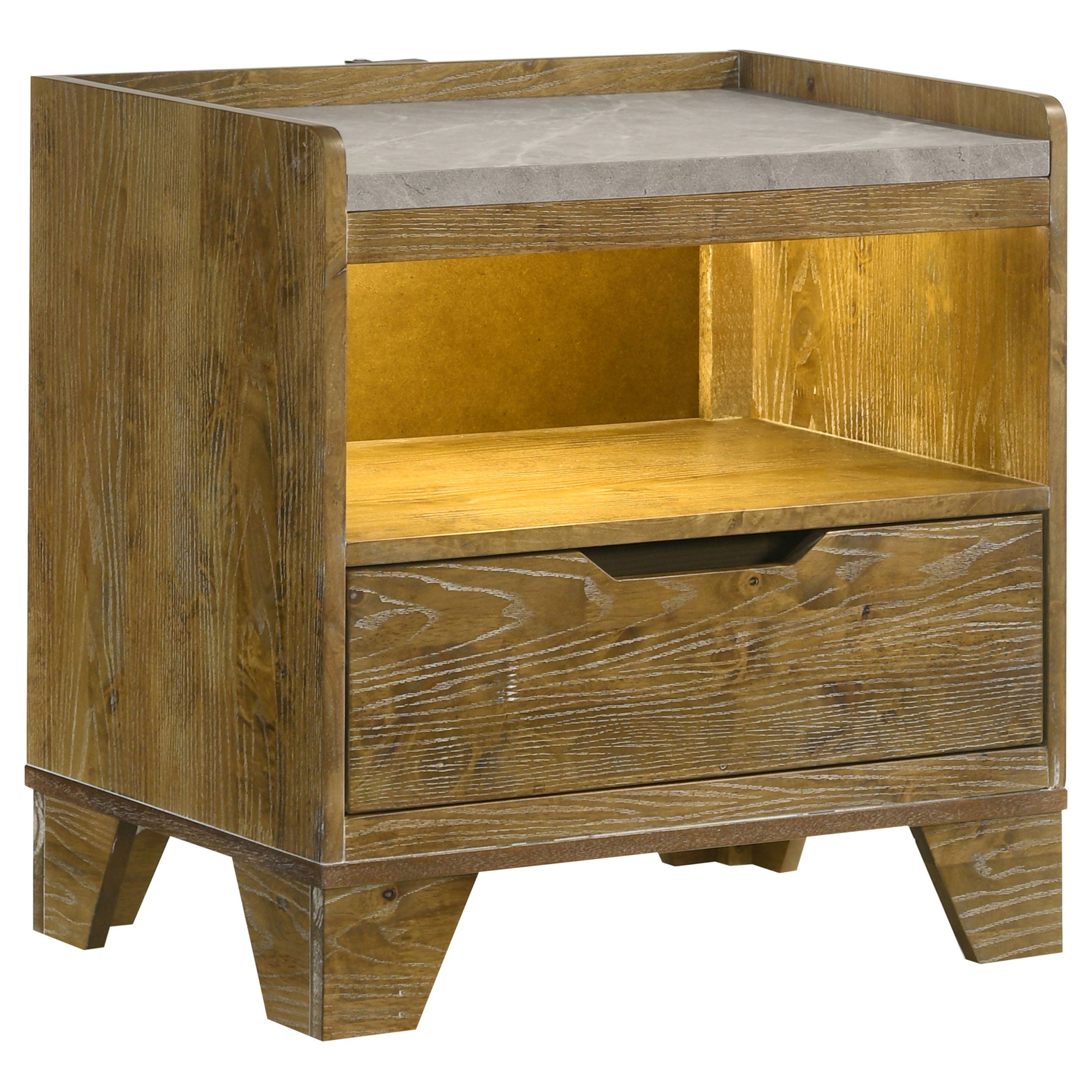 Henderson 1-drawer LED Nightstand Bedside Table Medium Oak-