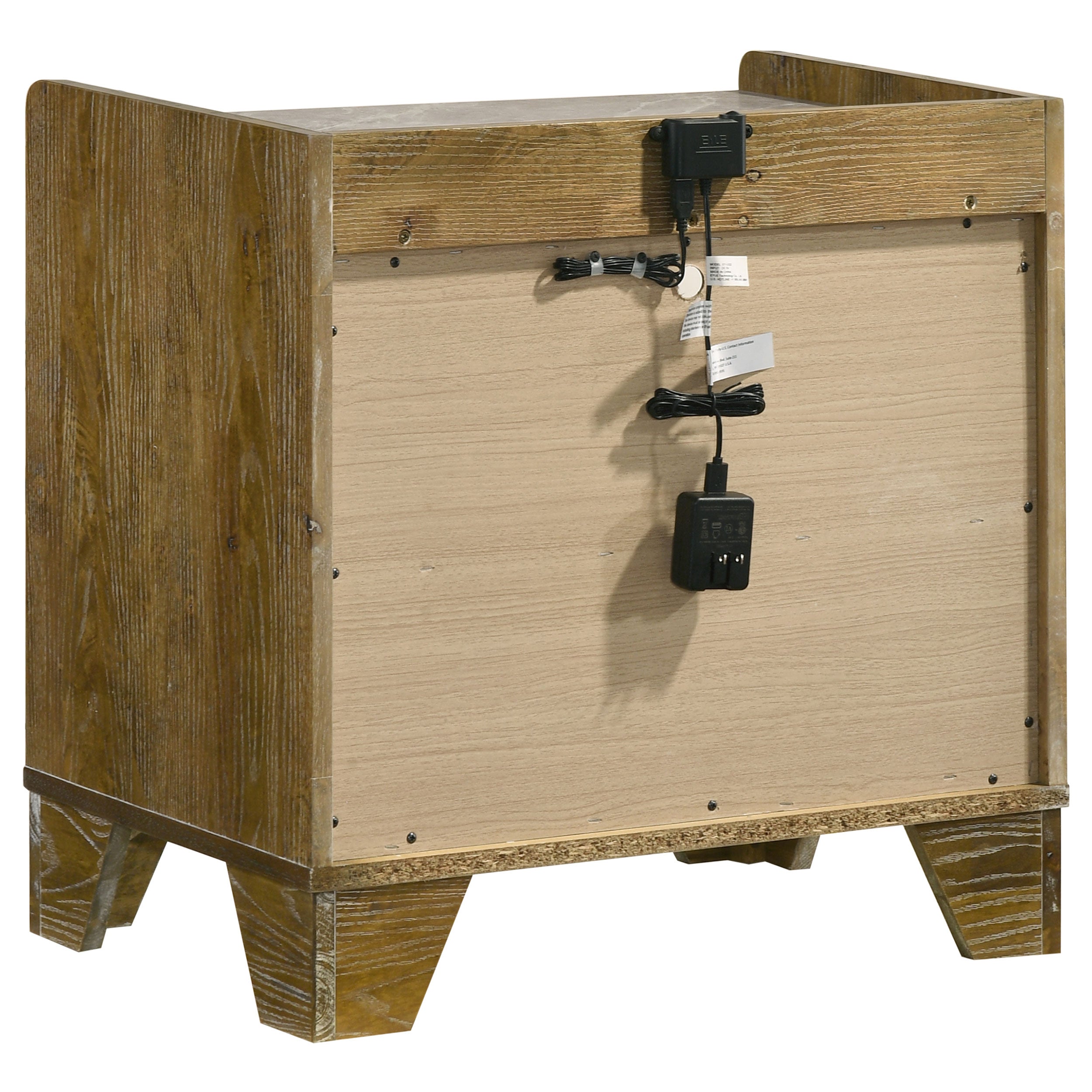 Henderson 1-drawer LED Nightstand Bedside Table Medium Oak-