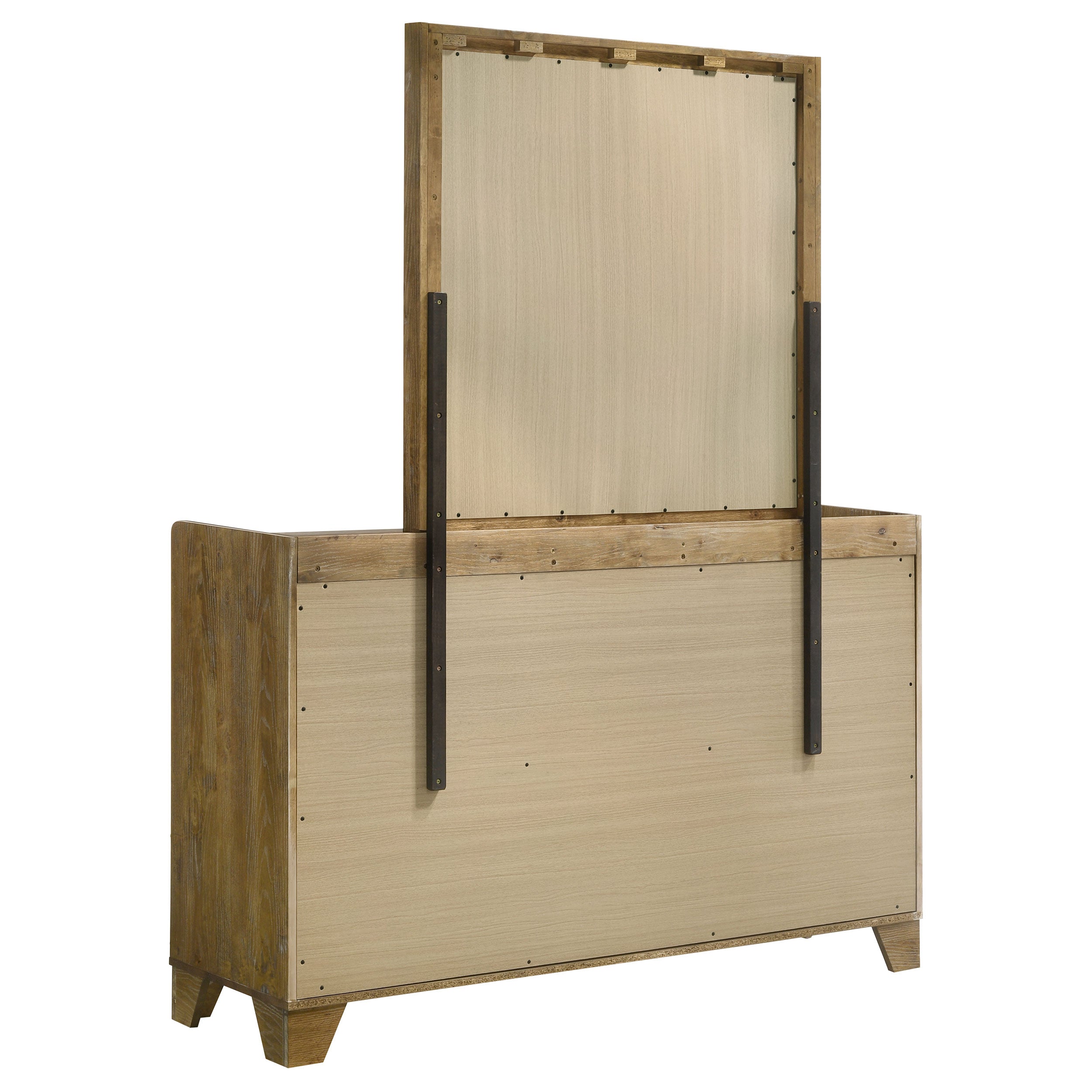 Henderson 6-drawer Bedroom Dresser with Mirror Medium Oak-