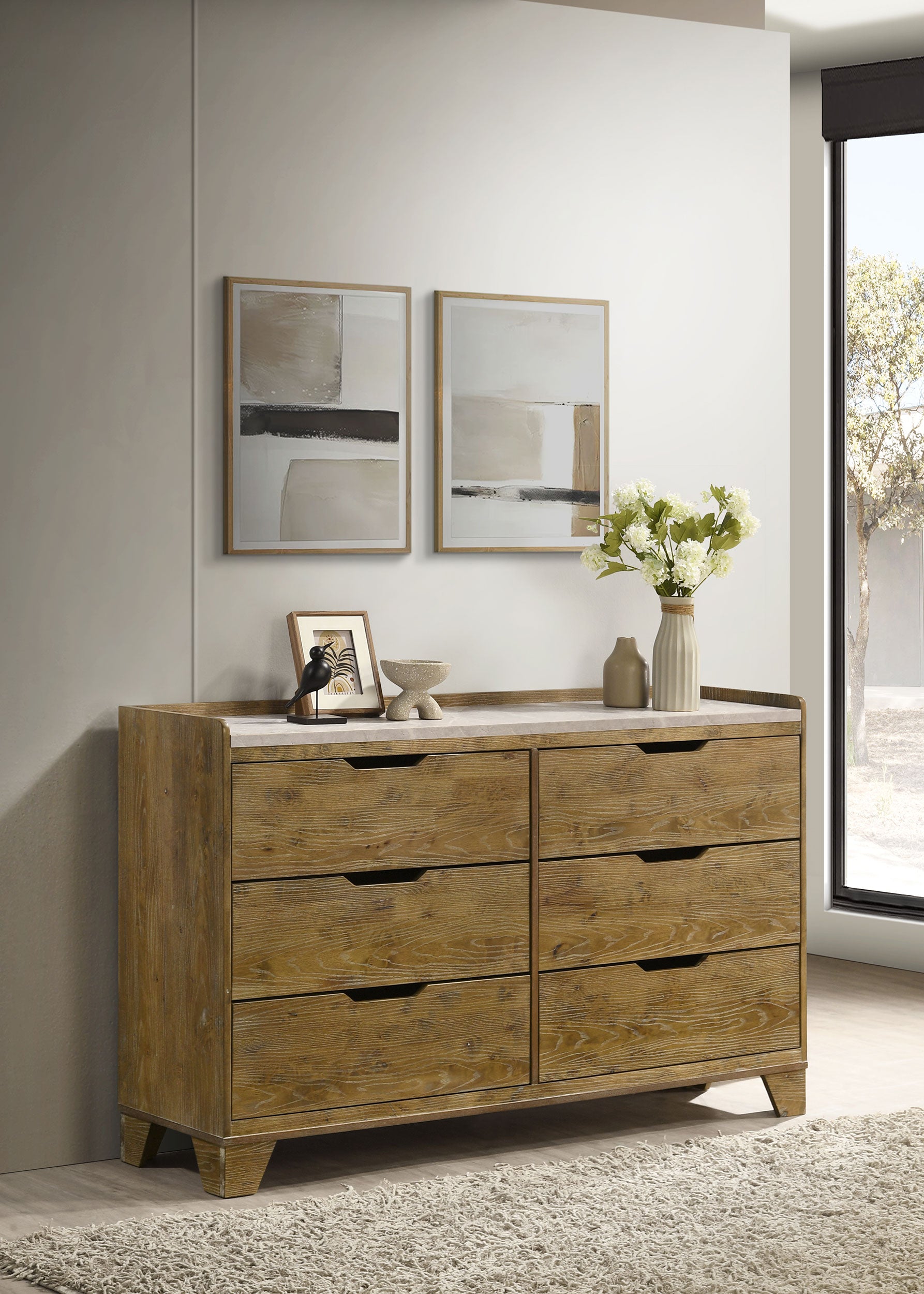 Henderson 6-drawer Bedroom Dresser Cabinet Medium Oak-