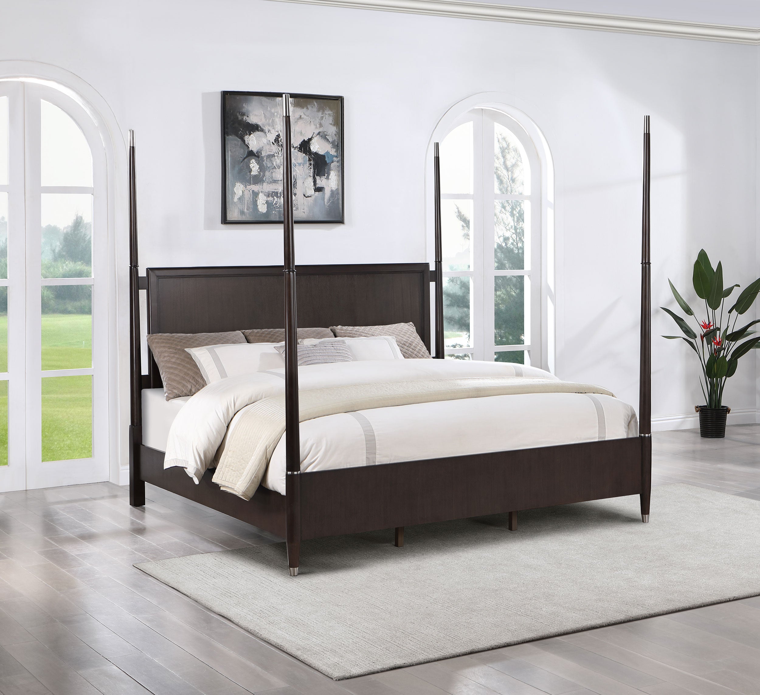 Emberlyn Wood Queen Poster Bed Brown-