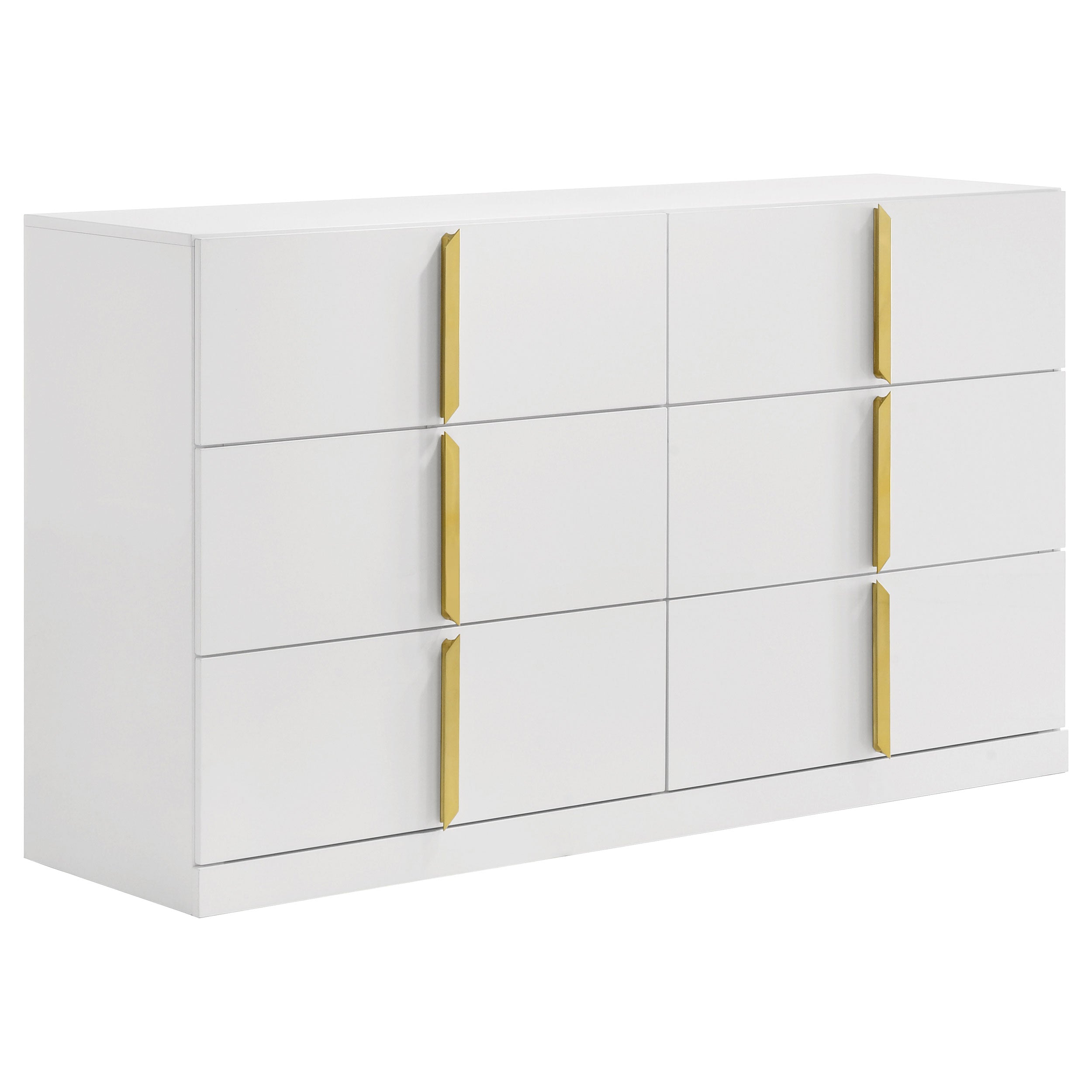 Ines 6-drawer Bedroom Dresser Cabinet White High Gloss-