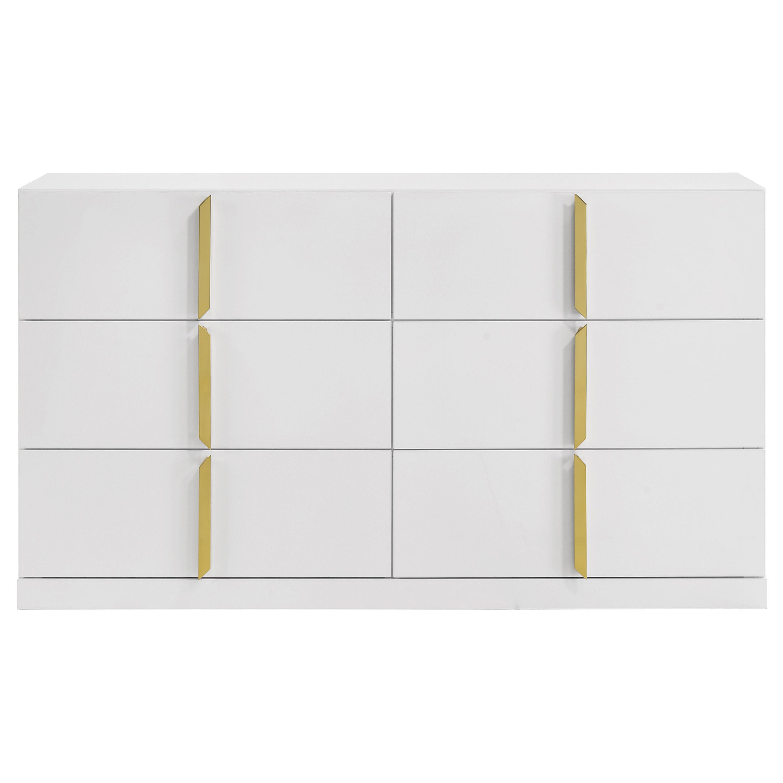 Ines 6-drawer Bedroom Dresser Cabinet White High Gloss-